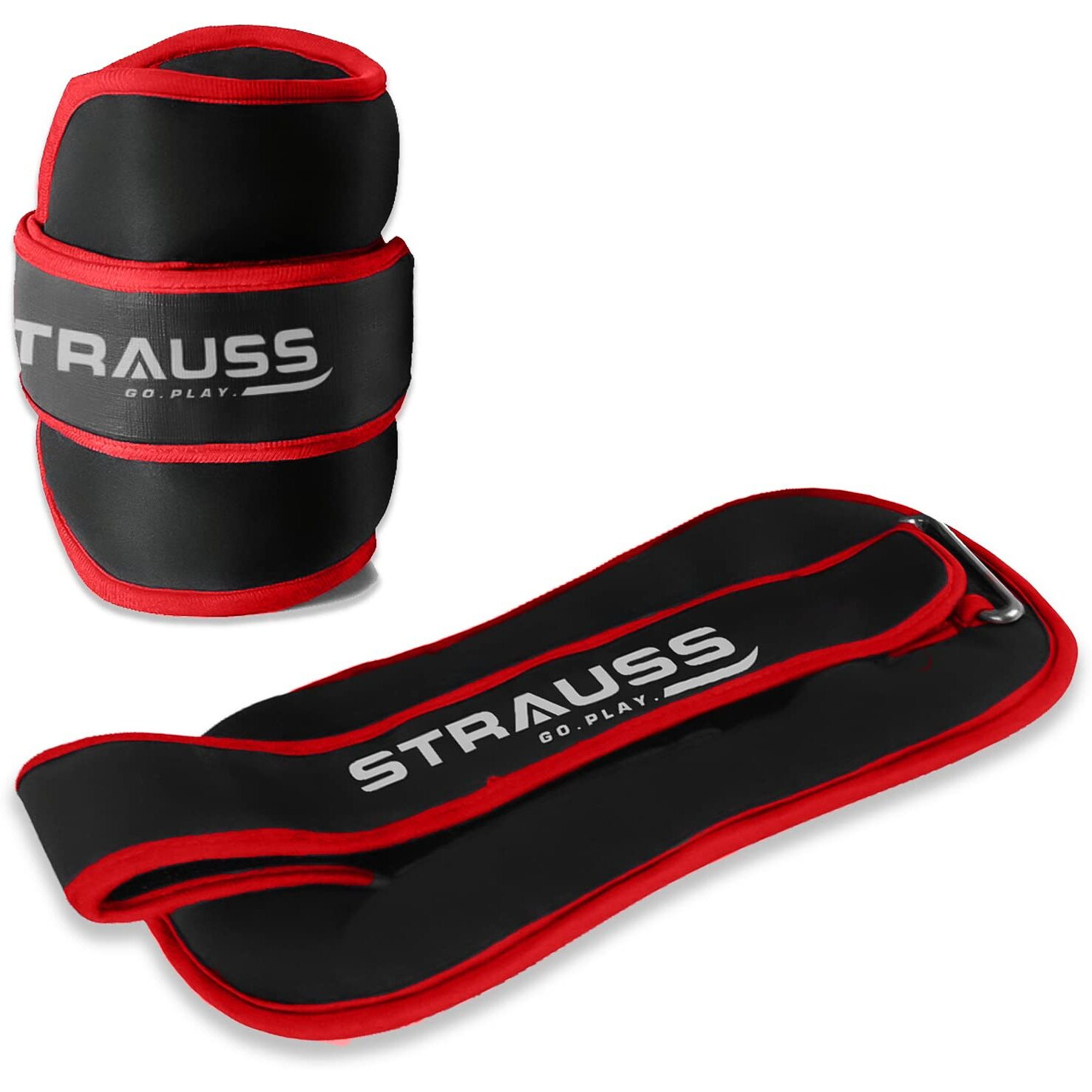 Strauss Ankle Weights for Exercise & Fitness|Adjustable Round Belt Design |Leg Weights for Strength Training, Walking Running, Jogging,Exercise & Gym Workout| Comfortable & Durable | (0.5 Kg Red Pair)