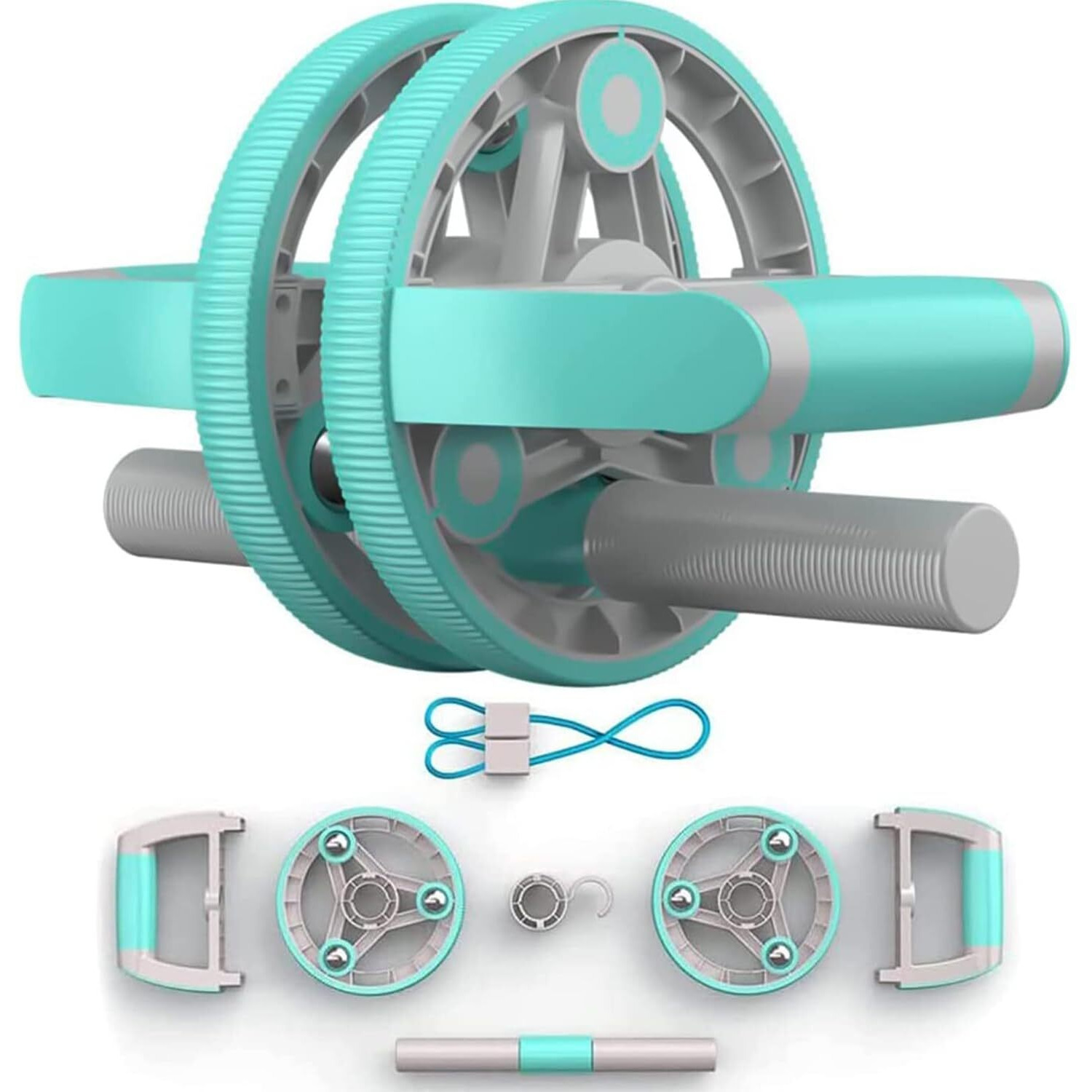 Strauss Multi-Purpose Ab Roller with Push Up Bar & Resistance Tube | Abdominal Exercise Machine and Plank Roller | All In One Abdominal Wheel for Core Training, Push-Ups, Pull-Ups, Squats, Glutes & Core Workout, (Blue)