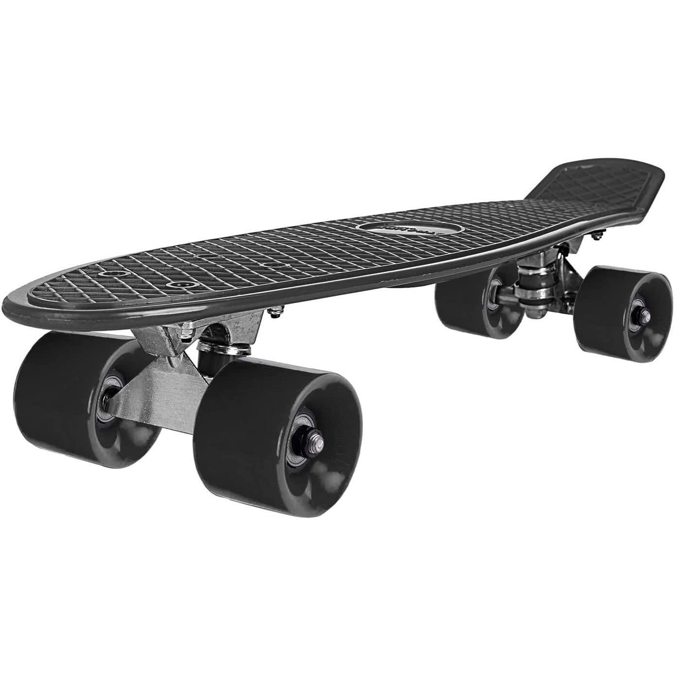 STRAUSS Cruiser PW Skateboard| Penny Skateboard | Casterboard | Hoverboard | Anti-Skid Board with ABEC-7 High Precision Bearings | Ideal for 8 Years and above | 22 X 6 Inch,(Black)