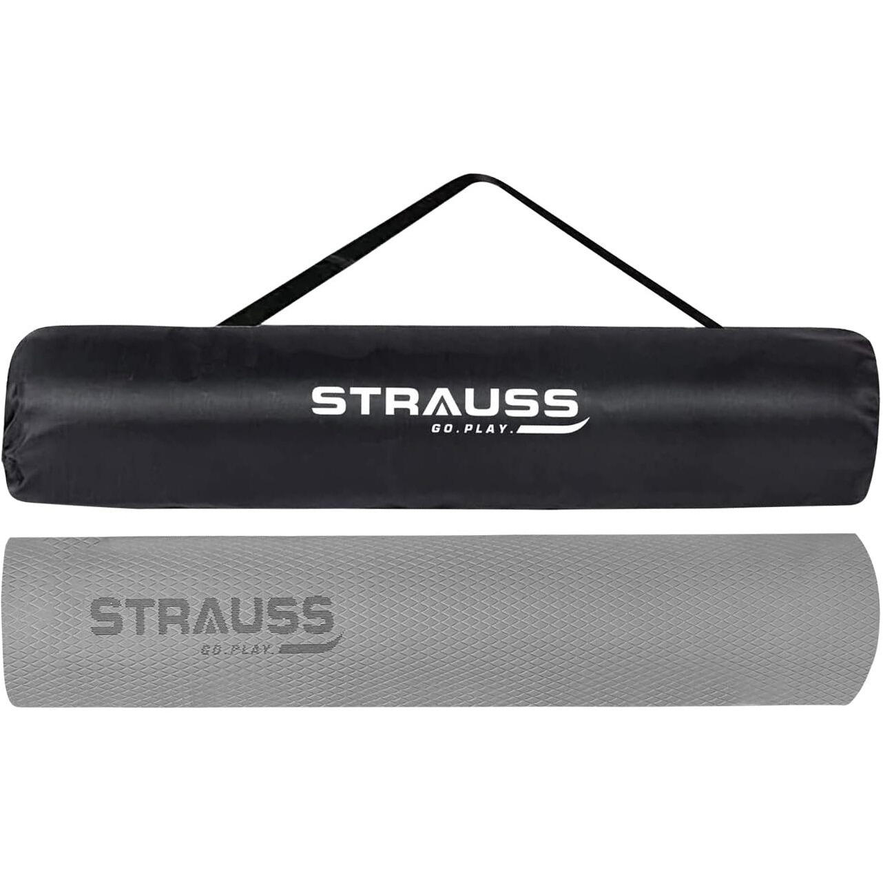 STRAUSS Anti Skid EVA Yoga Mat with Carry Bag, Non-Slip Exercise Mat for Home & Gym | Lightweight & Durable Workout Mat | Ideal for Yoga, Pilates, Fitness | Ideal for Men & Women, 8mm, (Grey)