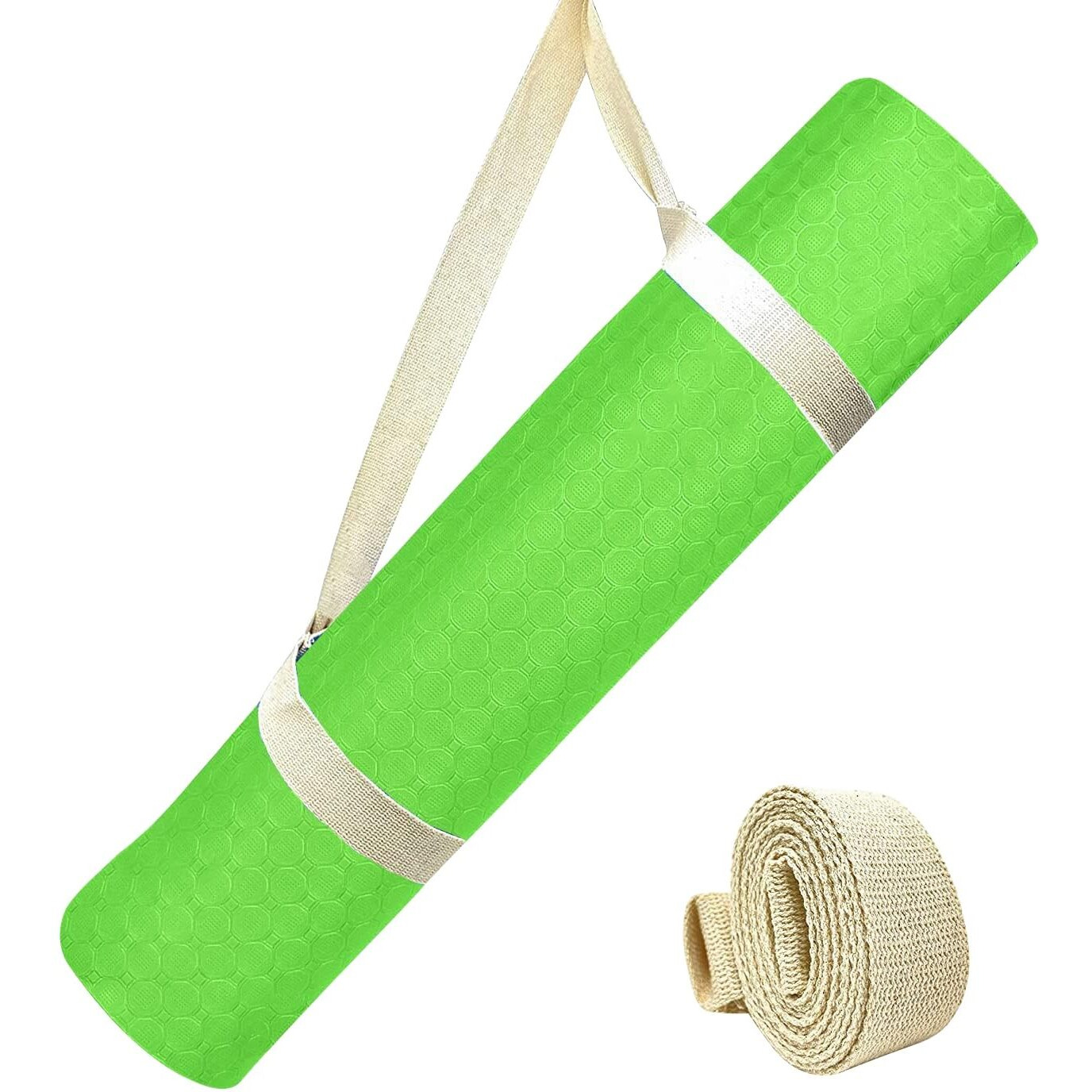 STRAUSS TPE Dual Layer Yoga Mat| Exercise Mat for Yoga,Pilates & Gym| Lightweight & Eco-Friendly Material | Yoga Mat for Women and Men |Ideal for Home Gym Workout |Includes Carry Strap | 4MM,(Green)