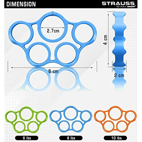 Strauss Finger Stretcher | Hand Strengthener for Carpal Tunnel Relief and Grip Strength | Silicone Finger Gripper and Finger Stretcher | Ideal for All Skill Levels, (Blue)