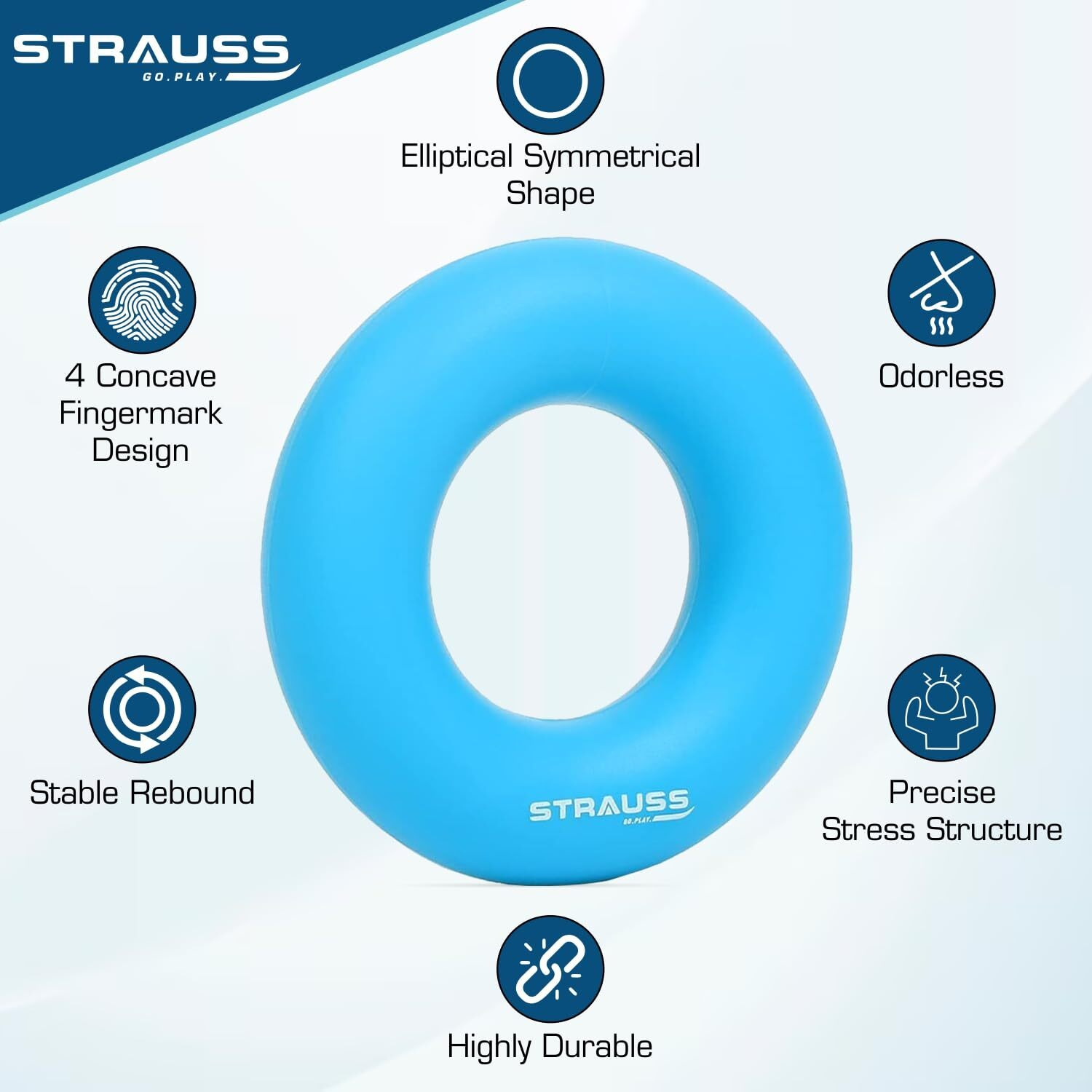 Strauss Silicon Palm Hand Grip Exerciser | Hand Strengthener for Carpal Tunnel Relief and Grip Strength | Silicone Finger Gripper and Finger Stretcher | Ideal for All Skill Levels | Set of 3