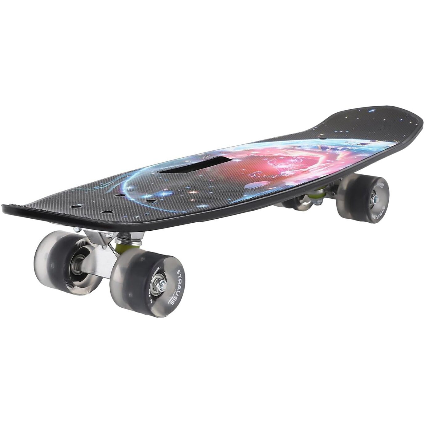 STRAUSS Plastic Cruiser Fishboard|Penny Skateboard|Casterboard|Anti-Skid Board with ABEC-7 High Precision Bearings|Pu Wheel with Light|Ideal for 8 Years and above (28x6 Inch),(Scorpio Black)