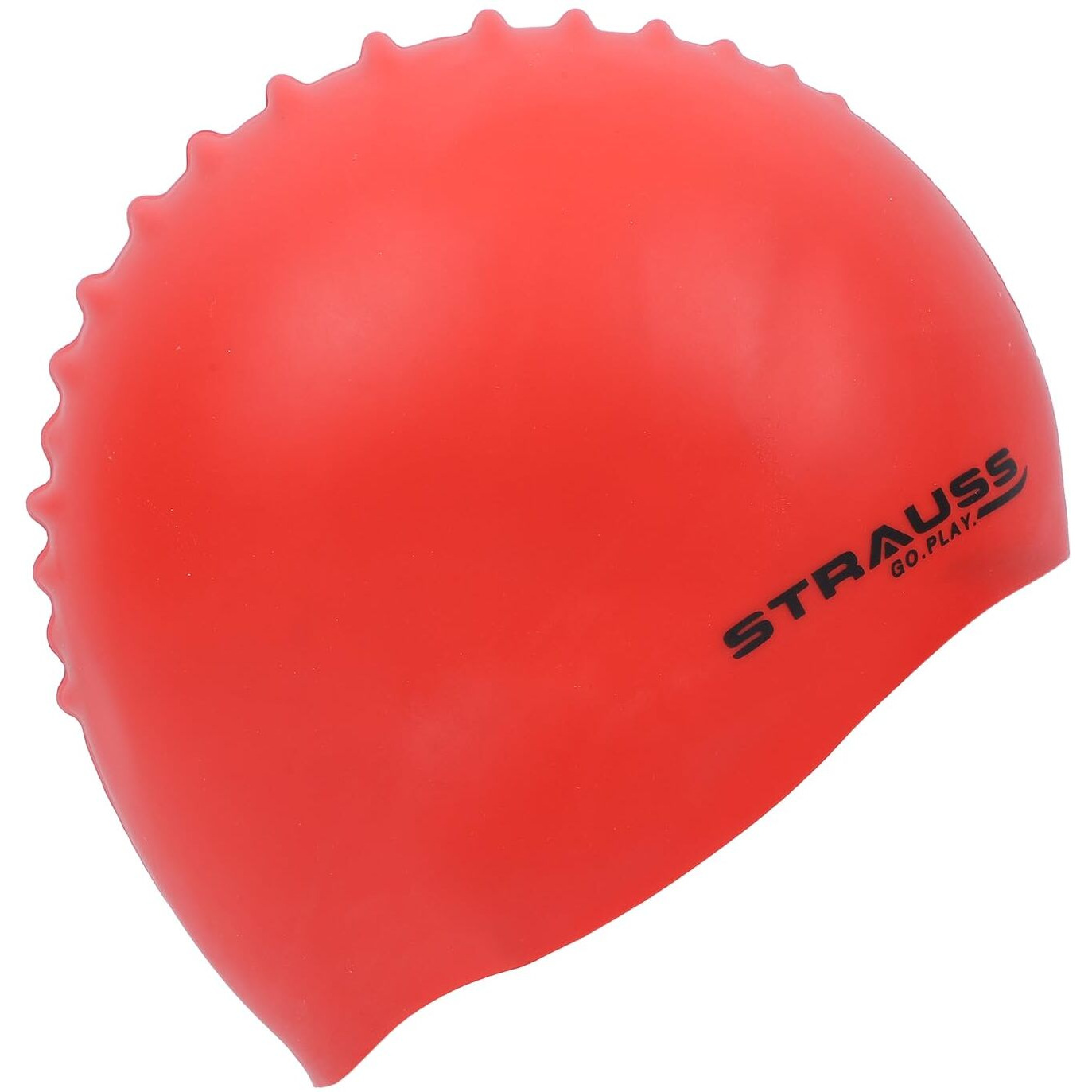 Strauss Latest Designed Swimming Cap |Keeps Hair Clean with Ear Protector|Suitable for Long and Short Hair|Swimming Head Cap with Breathable Fabric |Waterproof Swim Cap for Adult, Woman and Men,(Red)