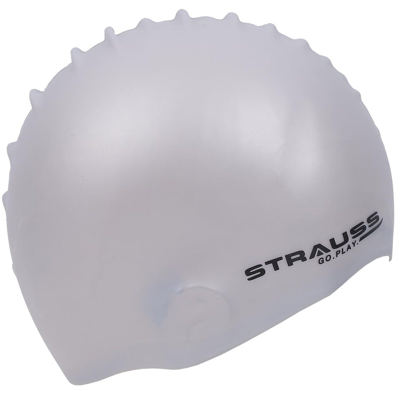 Strauss Latest Designed Swimming Cap|Keeps Hair Clean with Ear Protector|Suitable for Long and Short Hair|Swimming Head Cap with Breathable Fabric |Waterproof Swim Cap for Adult, Woman and Men,(Grey)