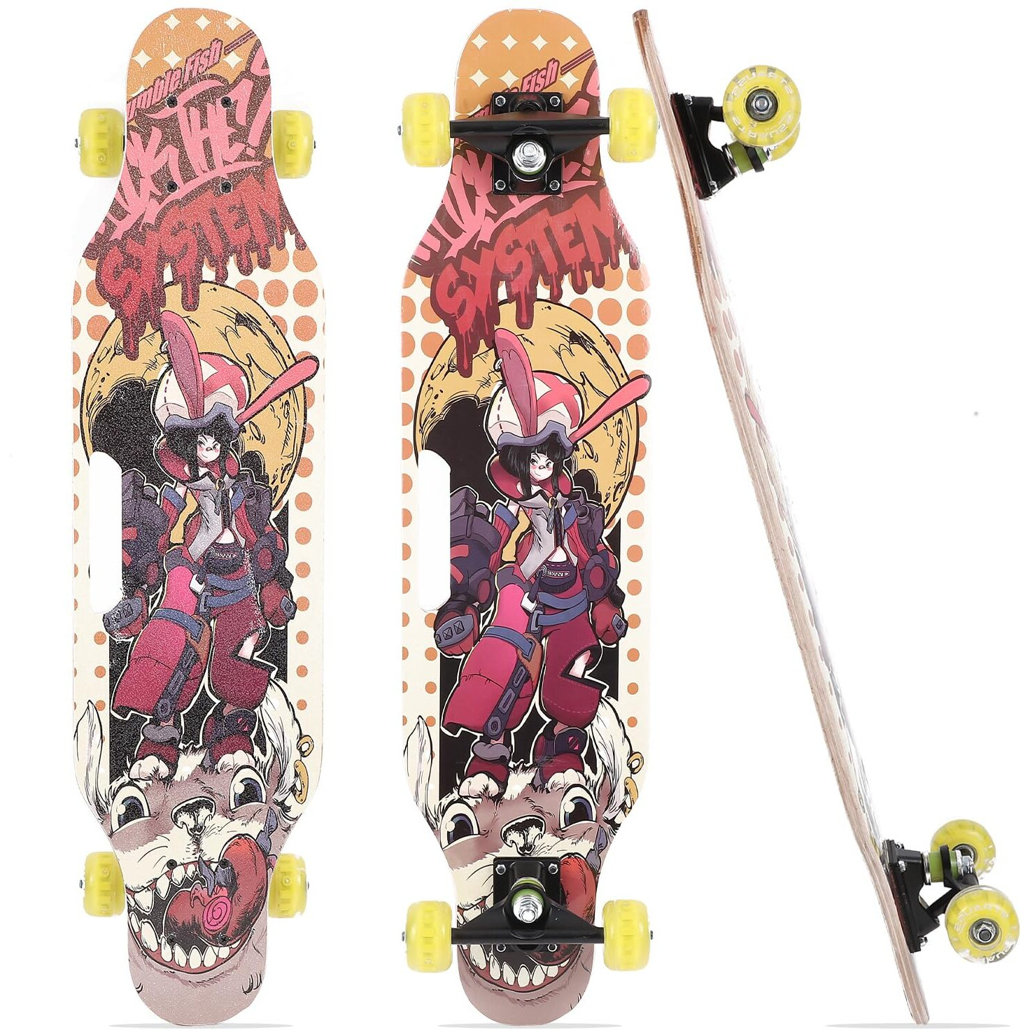 STRAUSS Spunkz Skateboard | Penny Skateboard | Casterboard | Hoverboard | Anti-Skid Board with High Precision Bearings | Wheels with Light | Ideal for All above 8 Years (31 X 8 Inch), (Warrior)