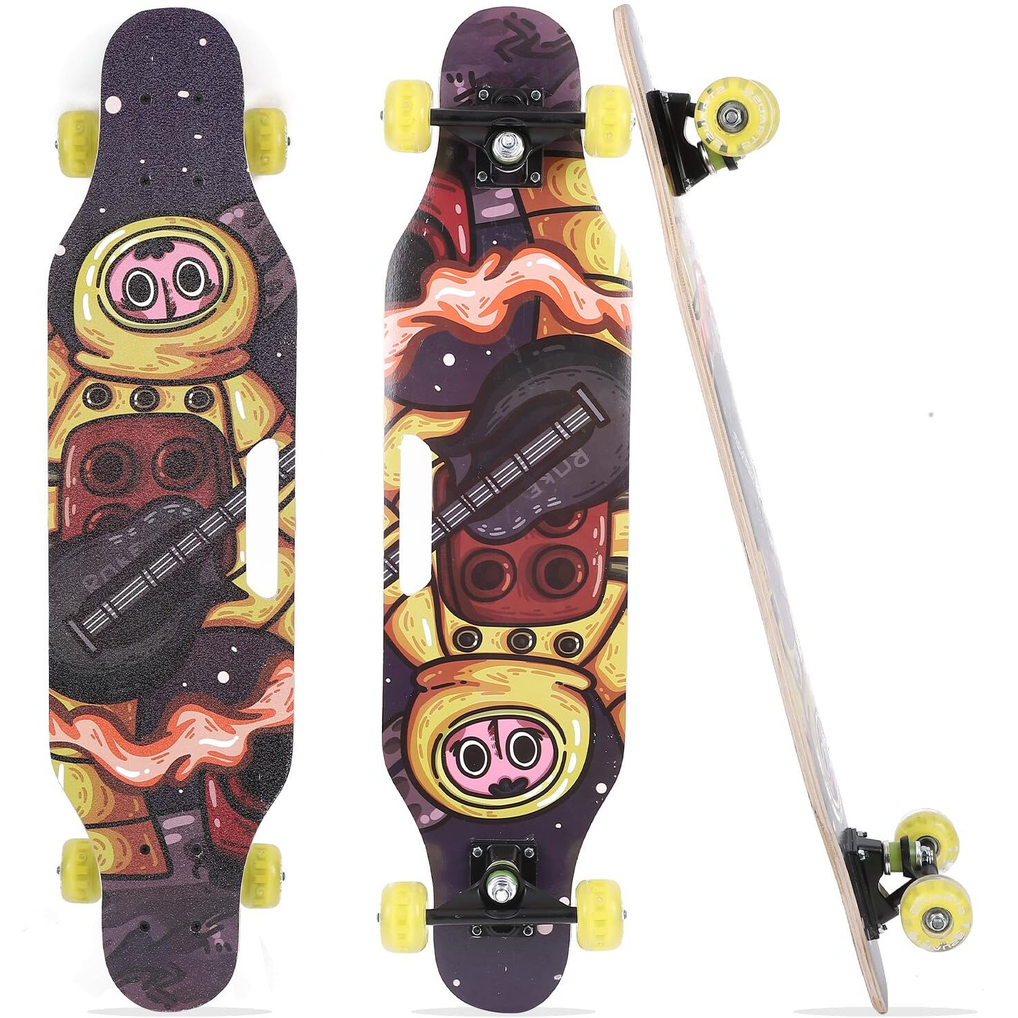STRAUSS Plastic Spunkz Skateboard Penny Skateboard|Casterboard|Hoverboard Anti-Skid Board with High Precision Bearings Wheels with Light Ideal for 8 Years and Above(31 X 8 Inch),(Astronaut),Multicolor