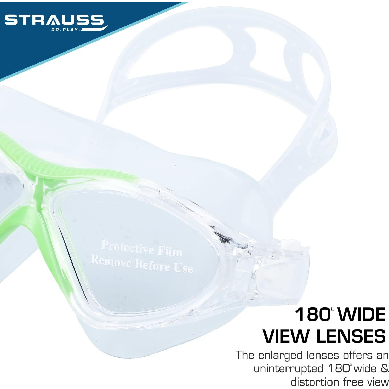STRAUSS Swimming Goggles | Anti Fog & UV Protection | Swimming Goggles for Kids, Adults | Fully Adjustable Swimming Goggles with A Case Cover,(Green)