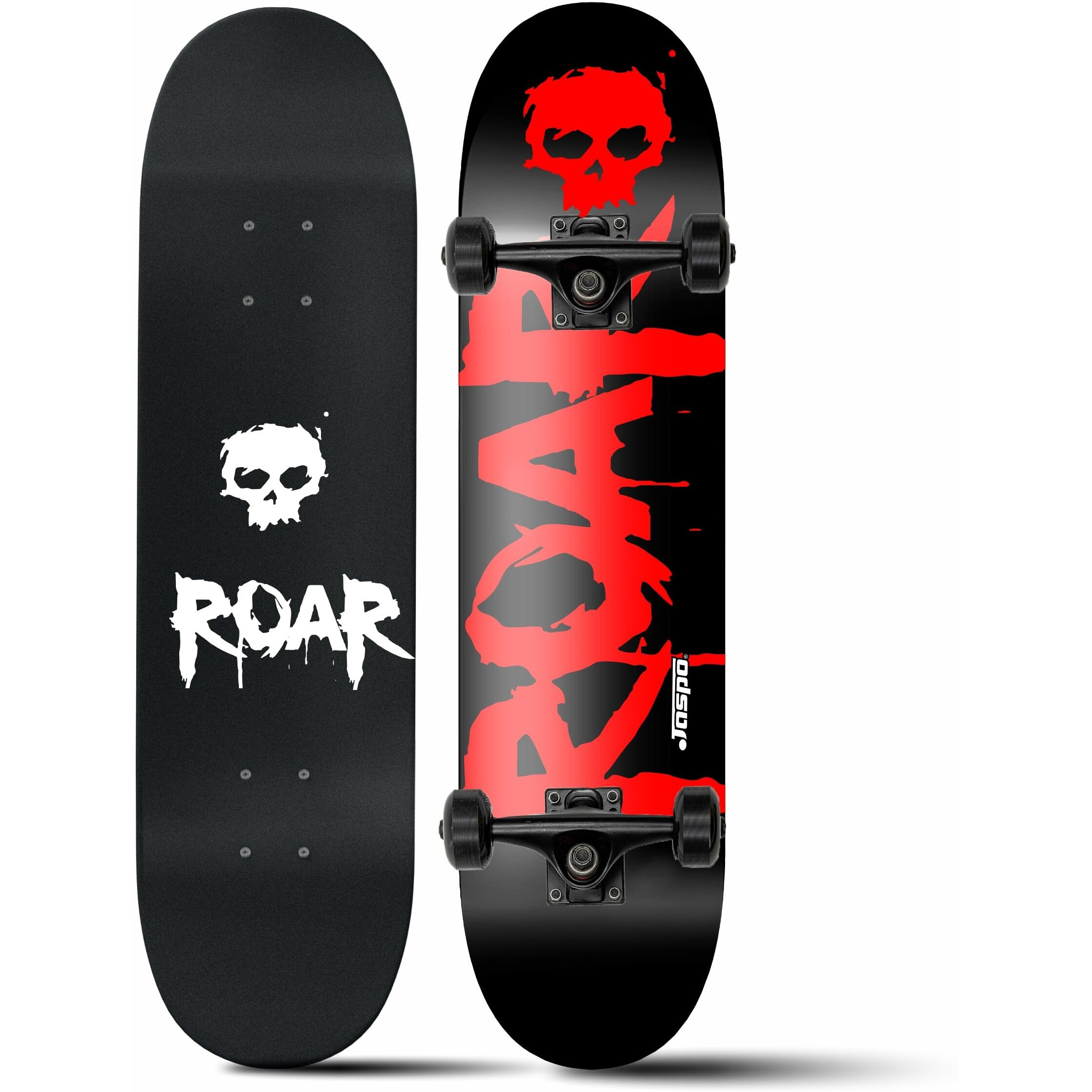 Jaspo Experts 26  x 7.5  Canadian Maple Premium Skateboard for Junior Riders with Fibre Trucks and PU Wheels (Red Black-Uv Print)