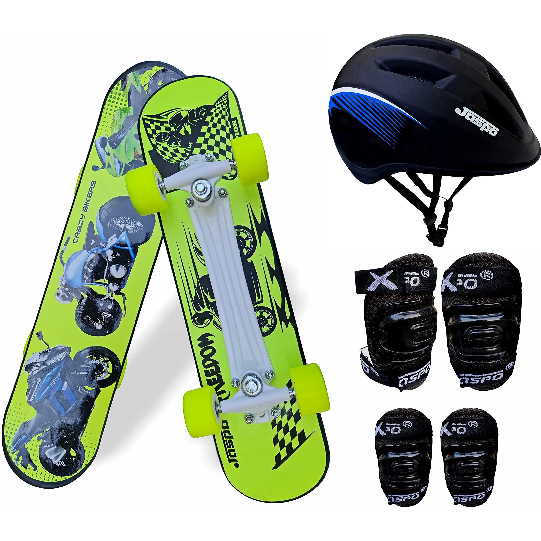 Jaspo Crazy Bikers Intact 26 x 6.25  Inches Fiber Beginner Skateboard for Jaspo Turbo 26 x 6.25  Inches Fiber Beginner Skateboard for 8 yrs & Above (Crazy Bikers Intact)