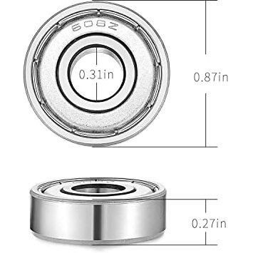 Jaspo ABEC 7 High Precision 608zz Ball Bearing Multifunction Accessories for Skateboards Roller Skates & Inline Skates (PACK OF 8)
