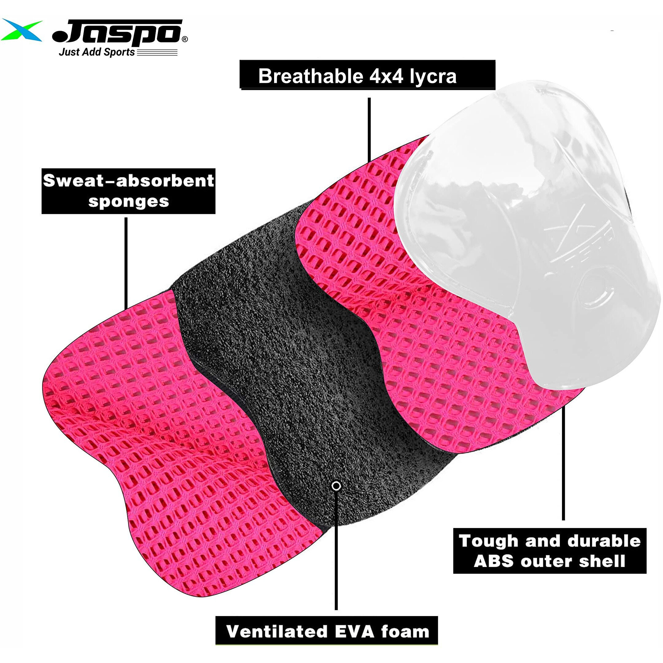 JASPO Secure Hybrid Knee & Elbow Guards Combo for Skating, Cycling, Skateboarding, Roller Skating, Inline Skate, Outdoor Games, Breathable & Washable Fabric, for All Age Groups (Pink, Small)