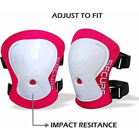 JASPO Secure Hybrid Knee, Elbow & Wrist Guard Combo for Skating, Cycling, Skateboarding, Roller Skating, Inline Skate, Running, Breathable & Washable Fabric, for All Age Groups (Pink, Large)