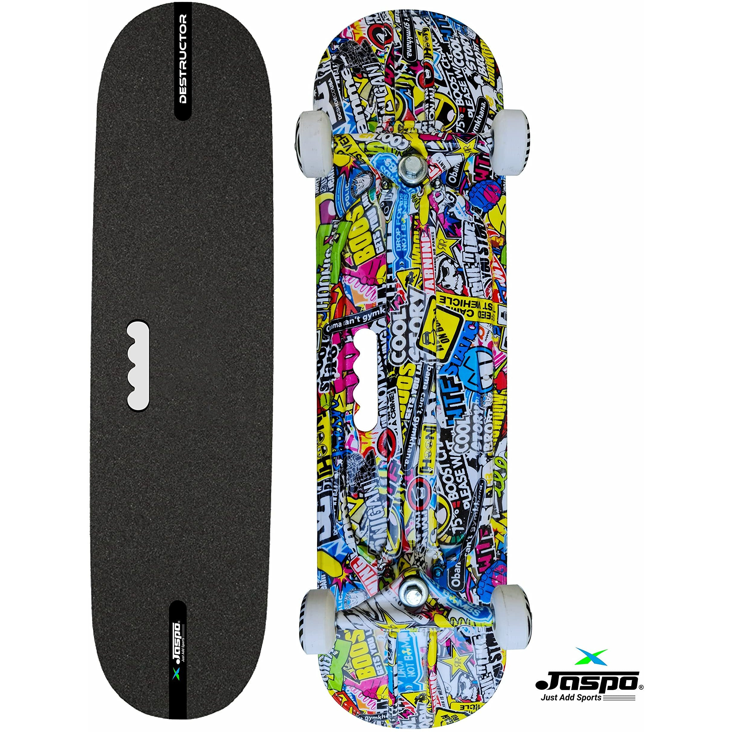 Jaspo Destructor Vibrant Fiber Skateboards 31 X8  Inches, Suitable For Age Group Above 8 Years (31 X8 , Vibrant, Fiber Composite, Black & White)