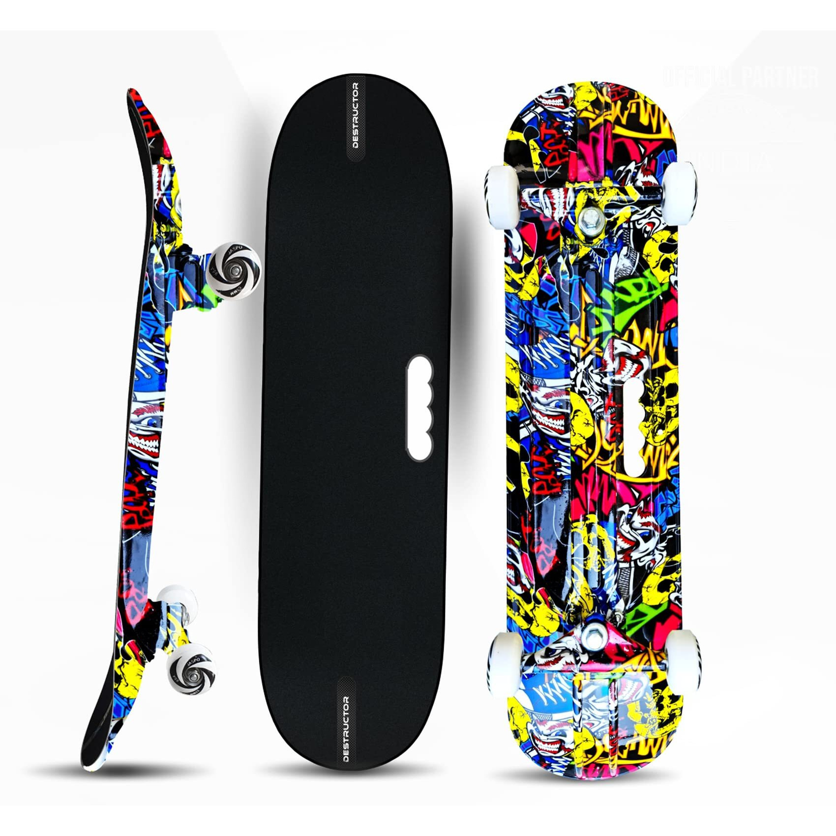 Jaspo Destructor No Mercy Fiber Skateboards 31 X8  Inches, Suitable For Age Group Above 8 Years (31 X8 , No Mercy, Polyurethane, Multicolor)