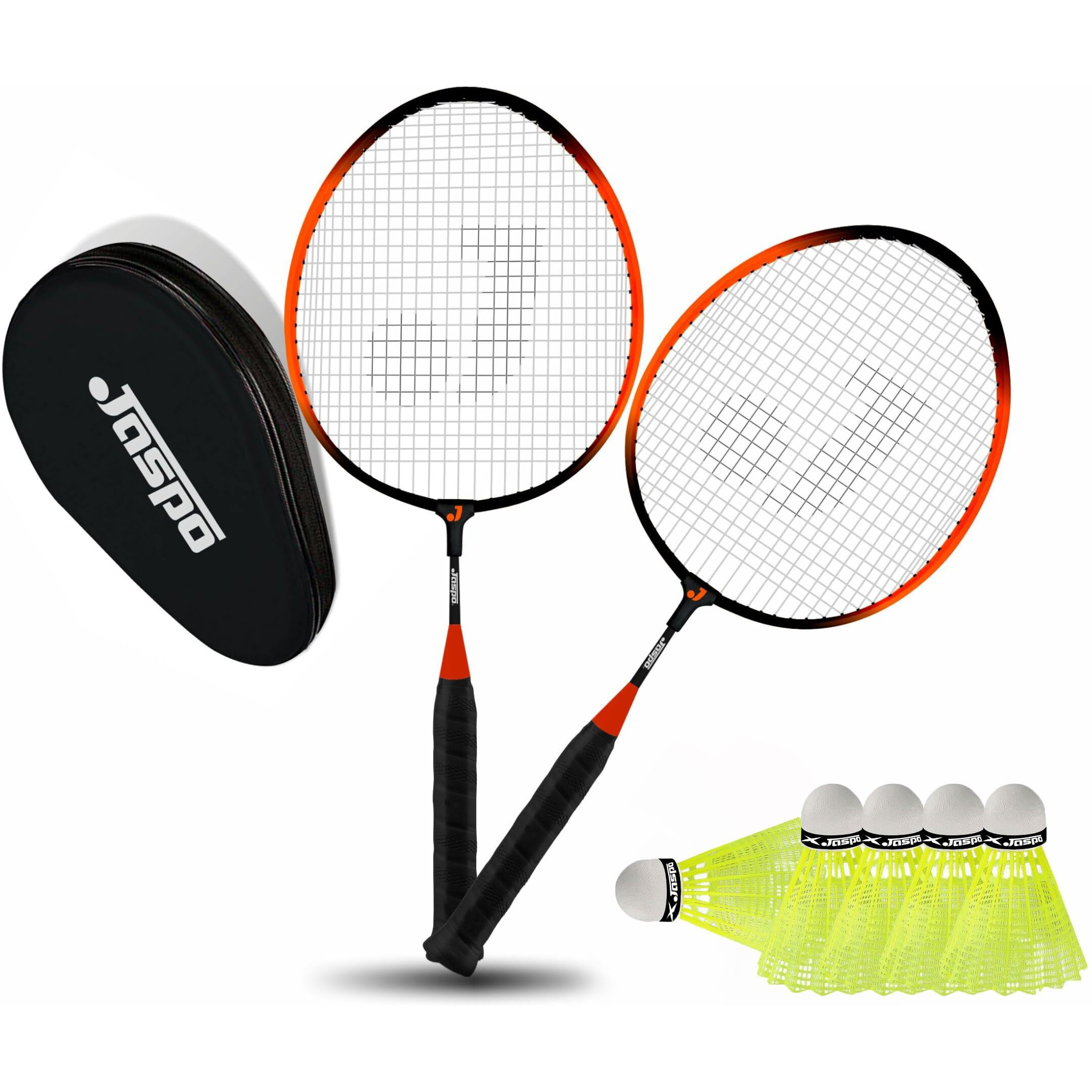 Jaspo Kidzyy Steel Badminton Racquet (Racket Length-18 Inches) with 6pc. Nylon Shuttle (Suitable for Kids)-Made in India (Orange)-Recommended for Kids only