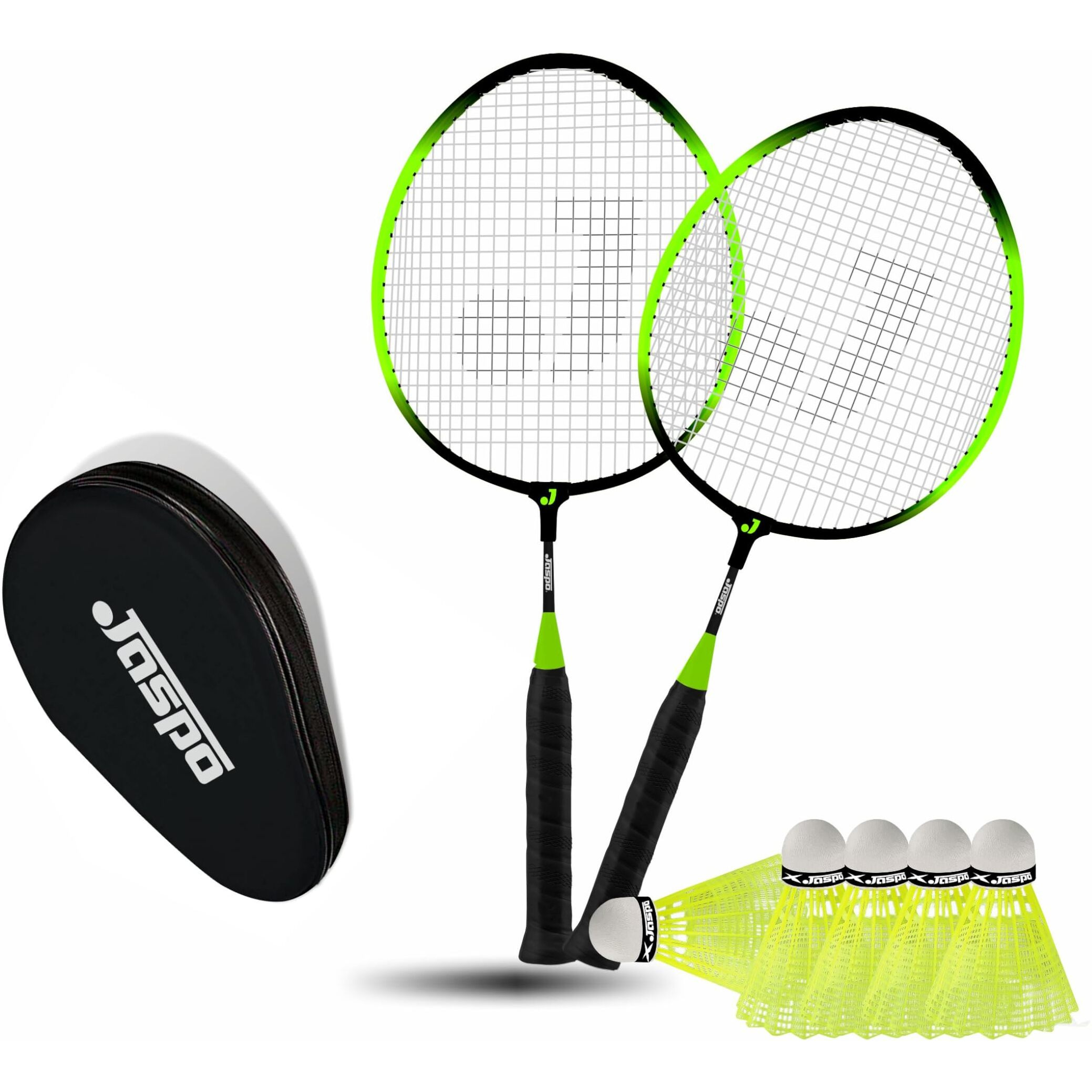 Jaspo Kidzyy Steel Badminton Racquet (Racket Length -18 Inches) with 6pc. Nylon Shuttle (Suitable for Kids)-Made in India (NEON Green)-Recommended for Kids only