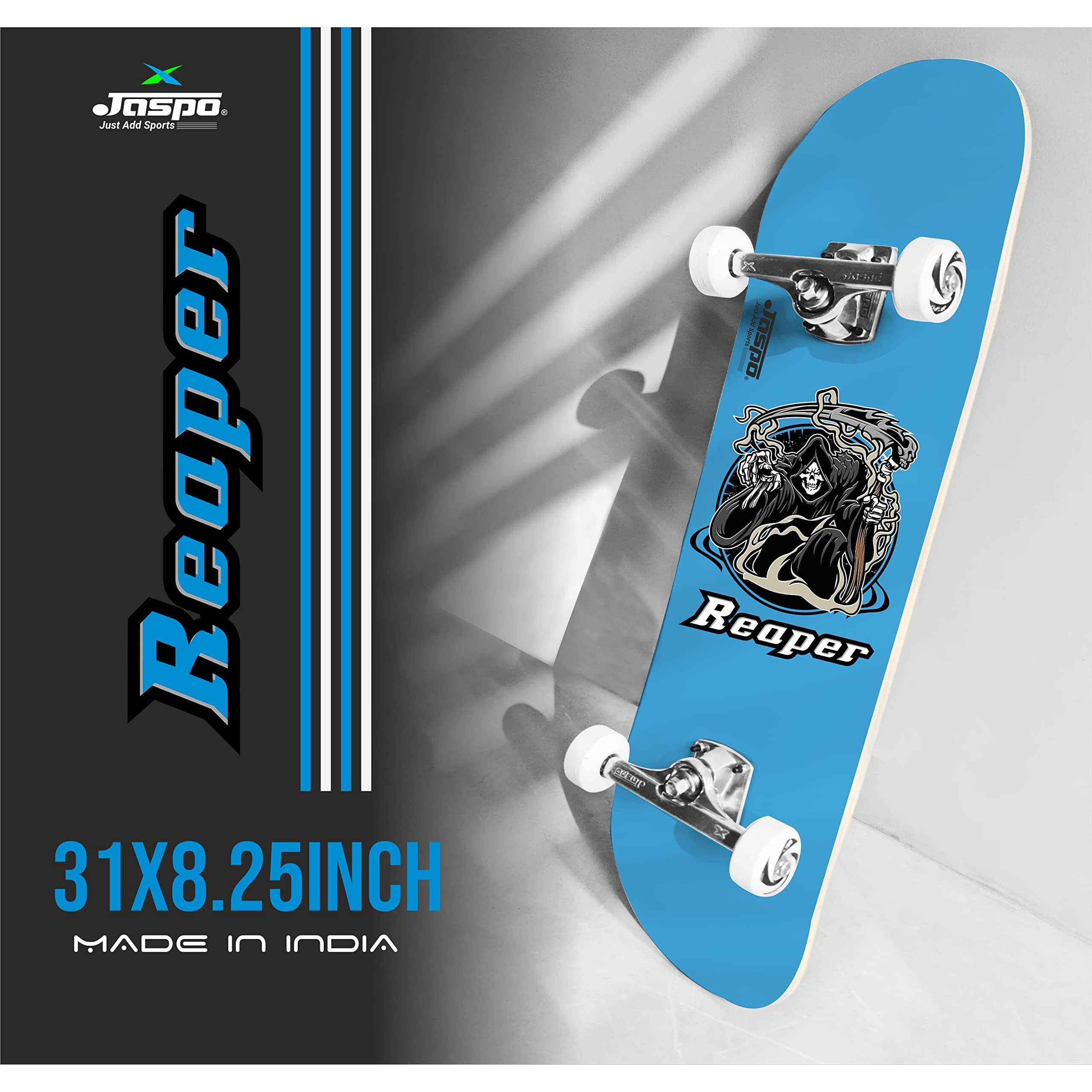 Jaspo Reaper Uv Print Skateboard - 31X8 Inches, 7-Layer Canadian Maple, Fully Assembled For Kids Youth Adults (Reaper) - Multicolor