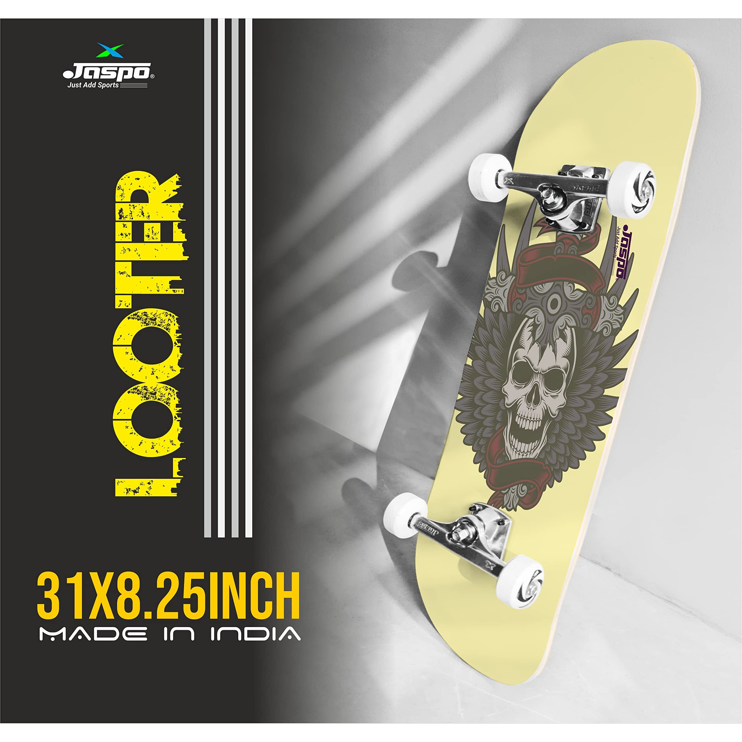 Jaspo Looter Uv Print Skateboard - 31X8 Inches, 7-Layer Canadian Maple, Fully Assembled For Kids Youth Adults (Looter) - Multicolor