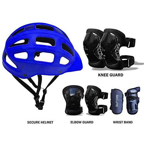 Jaspo Sturdy SX4 Adjustable Multisport Helmet for Skateboarding, Skating, Cycling & Other Sports Age Group up to 4-10 Years for Kids  Made in India (Small, Blue)