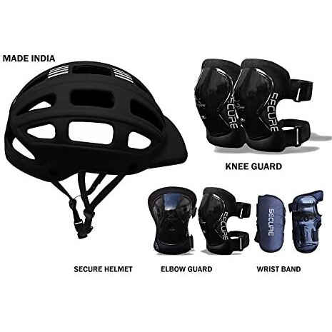 Jaspo Sturdy SX4 Adjustable Multisport Helmet for Skateboarding, Skating, Cycling & Other Sports Age Group up to 4-10 Years for Kids  Made in India (Medium, Black)