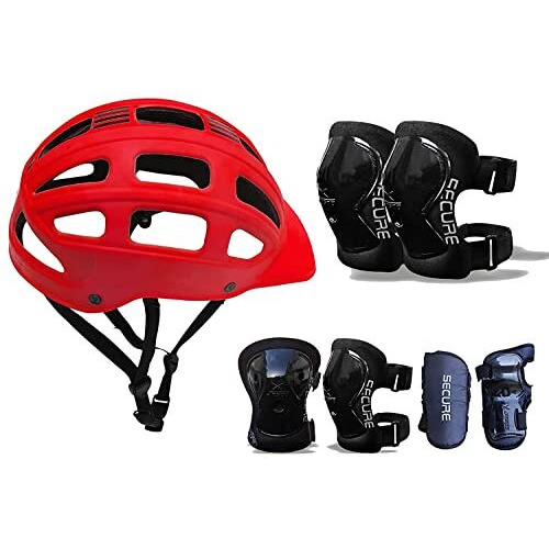 Jaspo Sturdy SX4 Adjustable Multisport Helmet for Skateboarding, Skating, Cycling & Other Sports Age Group up to 4-10 Years for Kids  Made in India (Medium, RED)