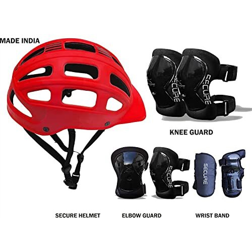 Jaspo Sturdy SX4 Adjustable Multisport Helmet for Skateboarding, Skating, Cycling & Other Sports Age Group up to 4-10 Years for Kids  Made in India (Medium, RED)