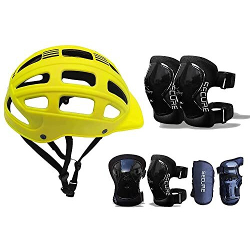 Jaspo Sturdy SX4 Adjustable Multisport Helmet for Skateboarding, Skating, Cycling & Other Sports Age Group up to 4-10 Years for Kids  Made in India (Large, Yellow)