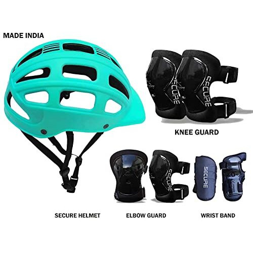 Jaspo Sturdy SX4 Adjustable Multisport Helmet for Skateboarding, Skating, Cycling & Other Sports Age Group up to 4-10 Years for Kids  Made in India (Large, Cyan)
