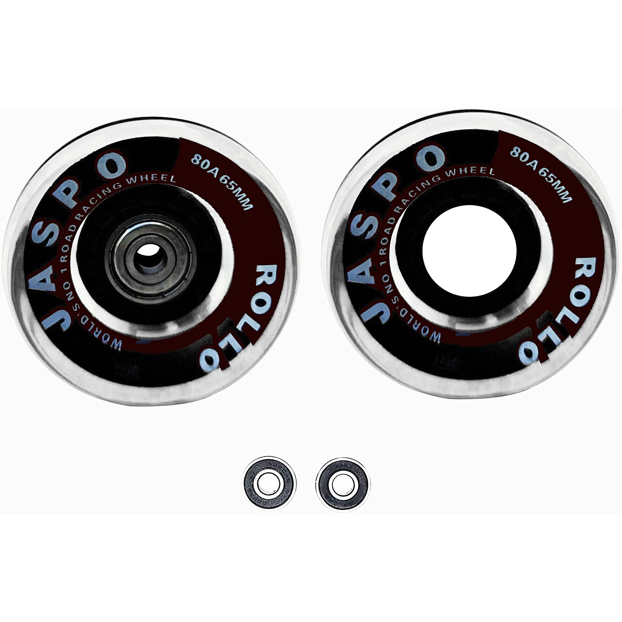 Jaspo Roller Quad Skate, Inline Wheels Skate Wheels with Bearings Quad Skating and Skateboard Wheels Multipack (Roller Skate Wheels (Black) (65 mm) - Pack of 8)