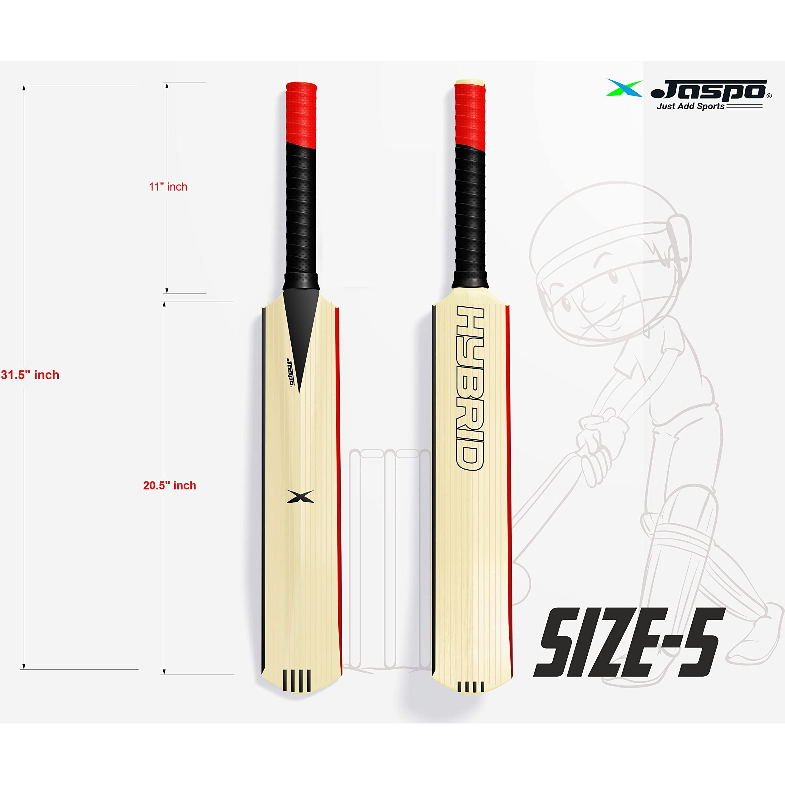Jaspo Hybrid Plastic Cricket Bat (PU Filled Inside) Composite Hard Plastic Bat Suitable for Soft Cricket Ball Recommended for Kids Junior Senior Boys Girls  Made in India (Size-5 (BAT ONLY))