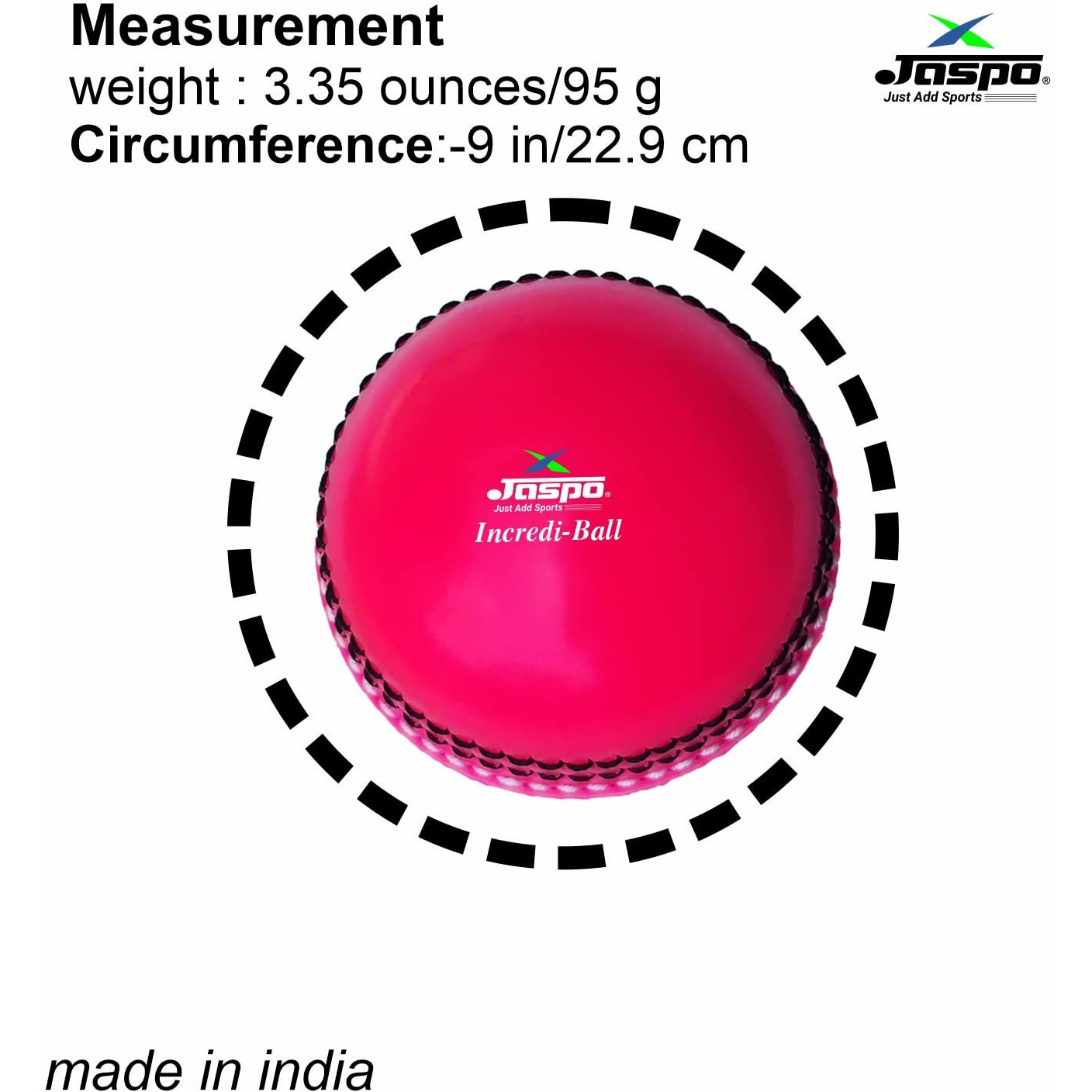 jaspo IncrediBall Soft T20 Cricket Training Ball Quantity-1 Indoor Outdoor Play and Cricket Practice (229 cm Circumference), PVC Material, Colour-Pink