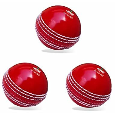 jaspo IncrediBall Soft T20 Cricket Training Balls - Pack of 3 Indoor Outdoor Play and Cricket Practice (229 cm Circumference), PVC Material, Colour-Red