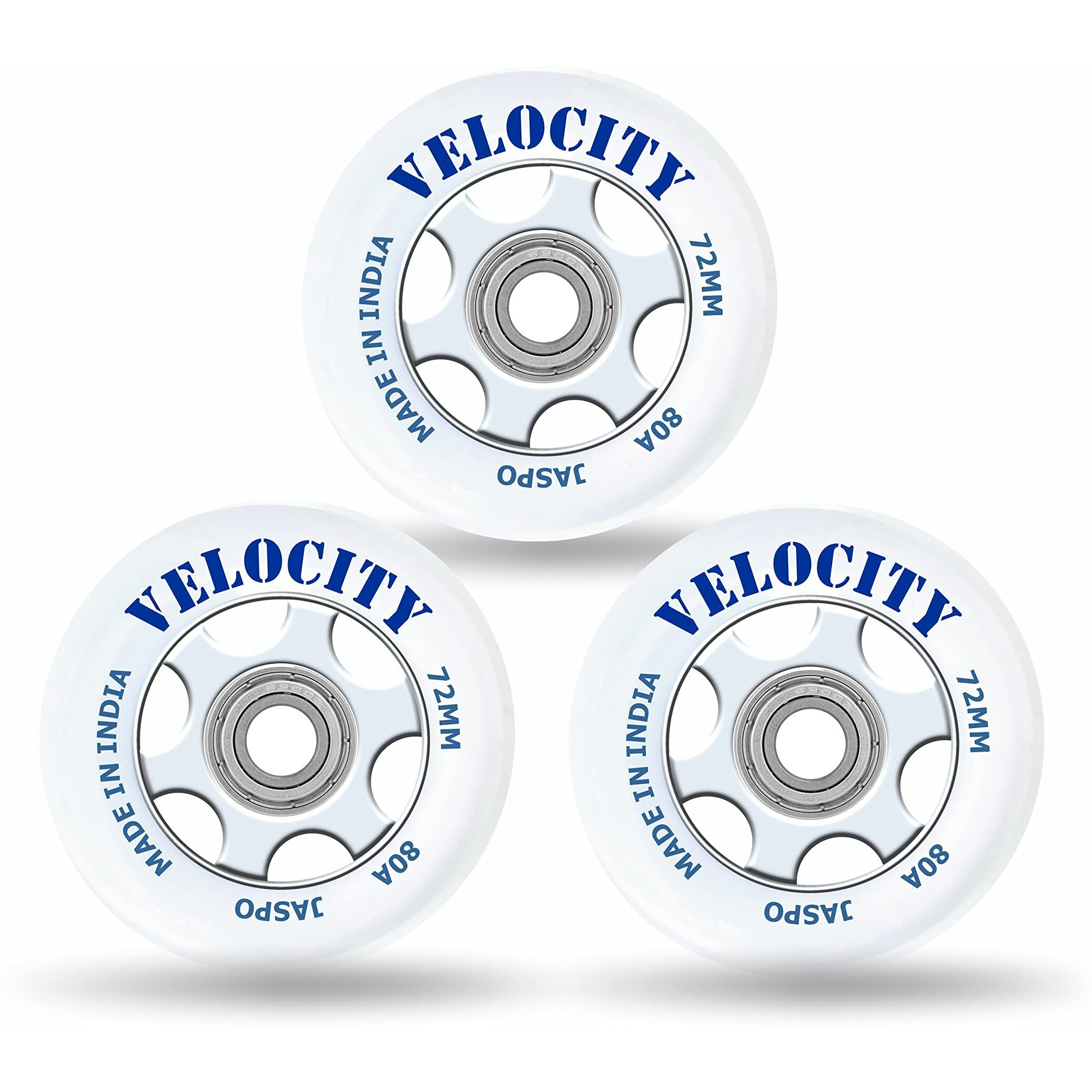 jaspo Inline Pu Wheels 72Mm 100Mm Inline Spare Skate Wheels, Roller Blade Skating Waveboard Luggage Wheels, Training Replacement Wheels (Velocity 72 Mm (Pack Of 3)), White