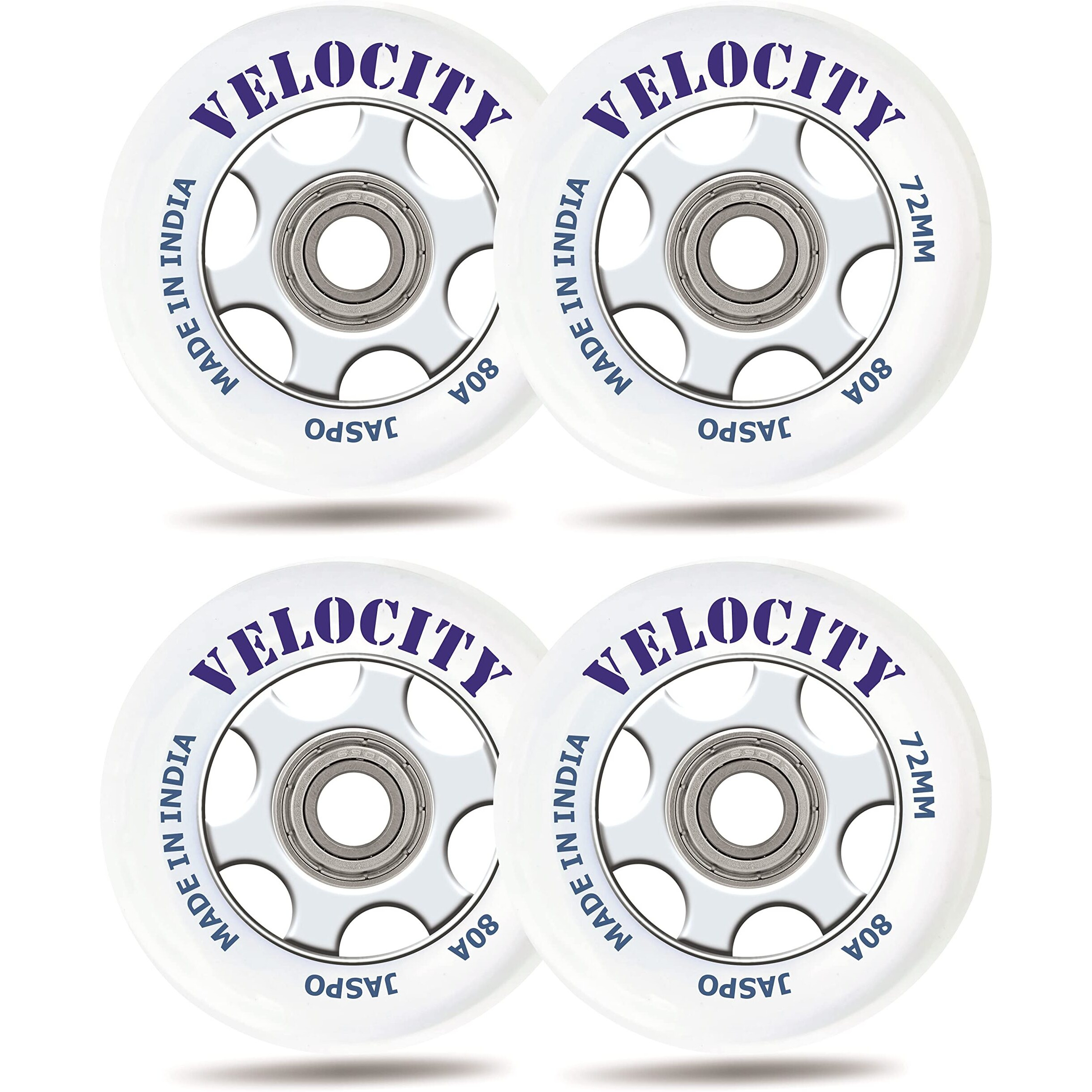 jaspo Inline Pu Wheels 72Mm 100Mm Inline Spare Skate Wheels, Roller Blade Skating Waveboard Luggage Wheels, Training Replacement Wheels (Velocity 72 Mm (Pack Of 4)), Mother Of Pearl