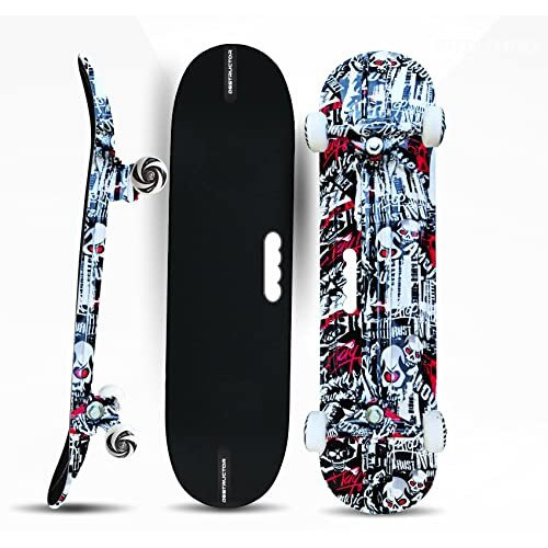 jaspo fiber composite Destructor Camouflage, Carbon Graphite & Graffiti Fiber Skateboards 31 X8  Inches, Suitable For Age Group Above 8 Years (31 X8 , Red Skull)