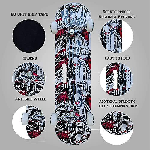 jaspo fiber composite Destructor Camouflage, Carbon Graphite & Graffiti Fiber Skateboards 31 X8  Inches, Suitable For Age Group Above 8 Years (31 X8 , Red Skull)