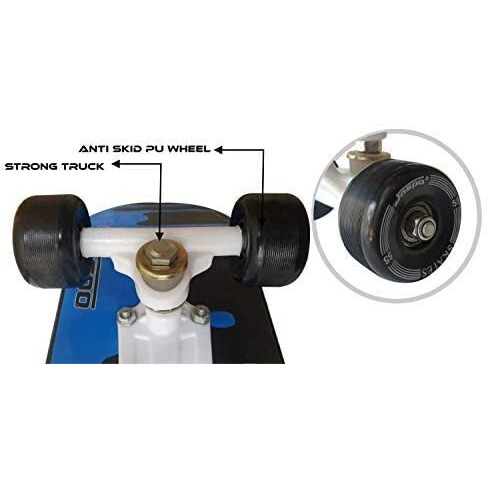 Jaspo Kickstart 26 Inches Anti Skid Fiber Skateboard for Beginners Upto 12yrs (Blue)