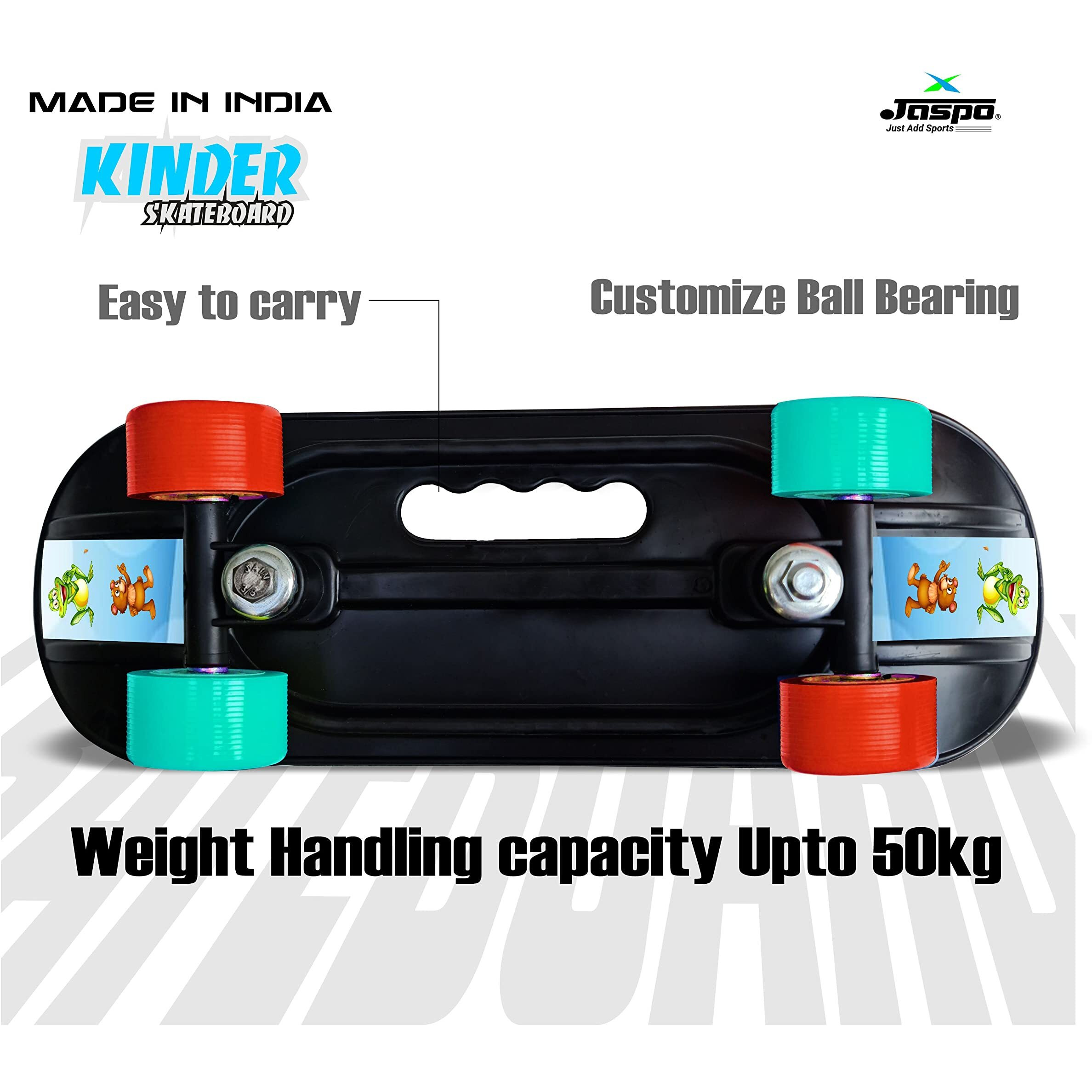 jaspo Fiber Kinder 18 X6  Junior Skateboard For Kids Upto 7 Years Age Suitable For Beginners And Learners Casterboard Skate Board Hoverboard Longboard (Jungle Safari), Multi