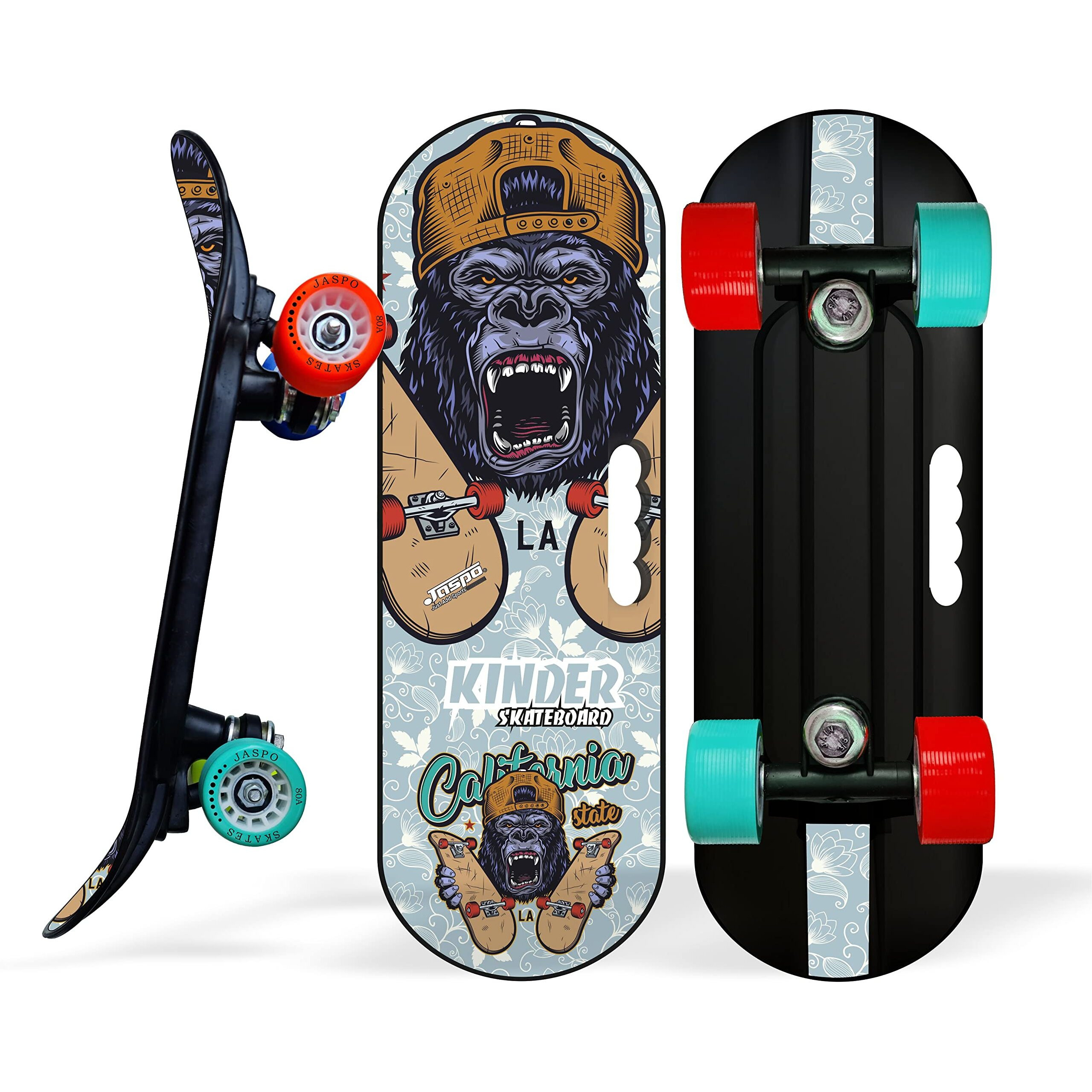 jaspo Fiber Kinder 18 X6  Junior Skateboard For Kids Upto 7 Years Age Suitable For Beginners And Learners Casterboard Skate Board Hoverboard Longboard (Kongempire), Multi