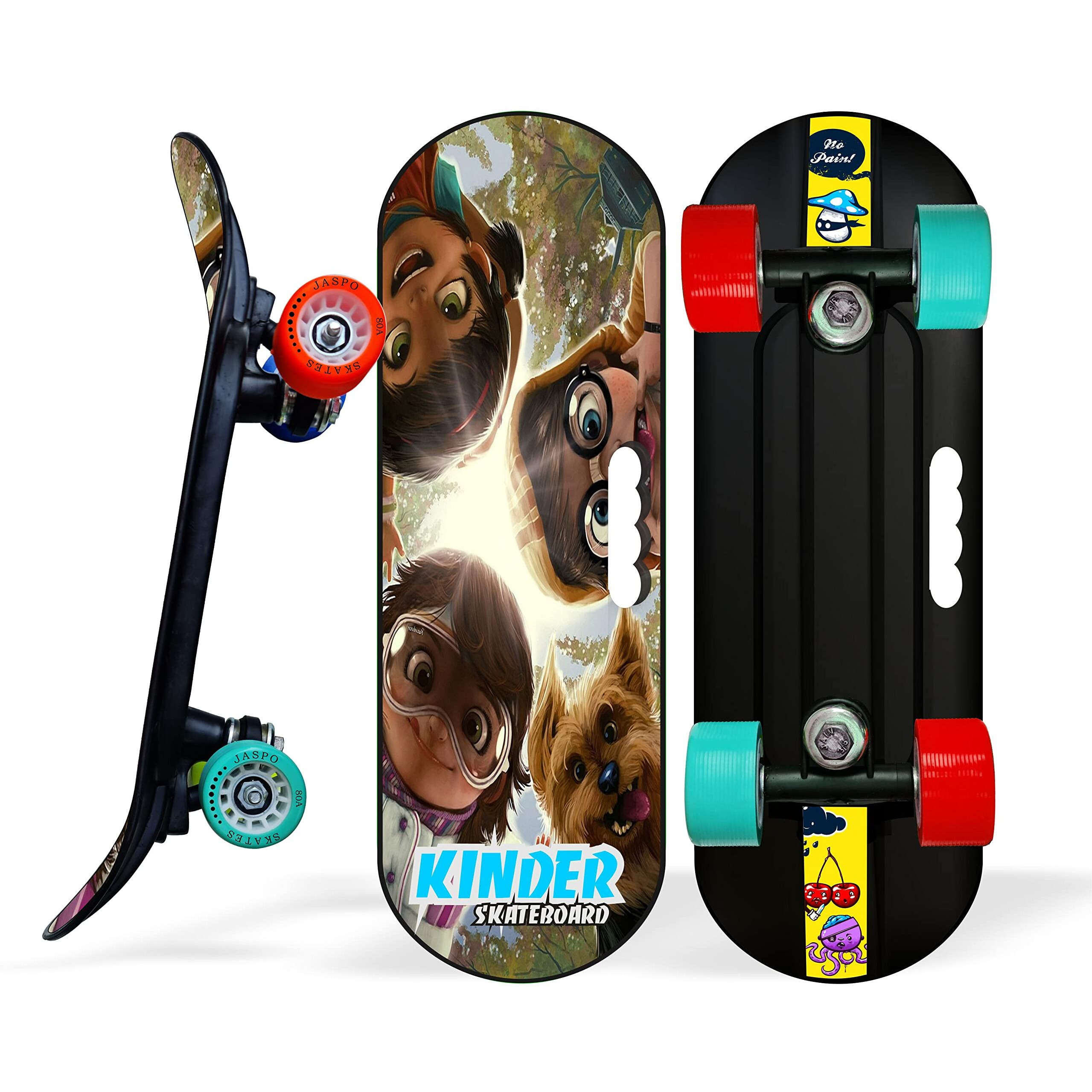 jaspo Fiber Kinder 18 X6  Junior Skateboard For Kids Upto 7 Years Age Suitable For Beginners And Learners Casterboard Skate Board Hoverboard Longboard (Adventure Kids), Multi