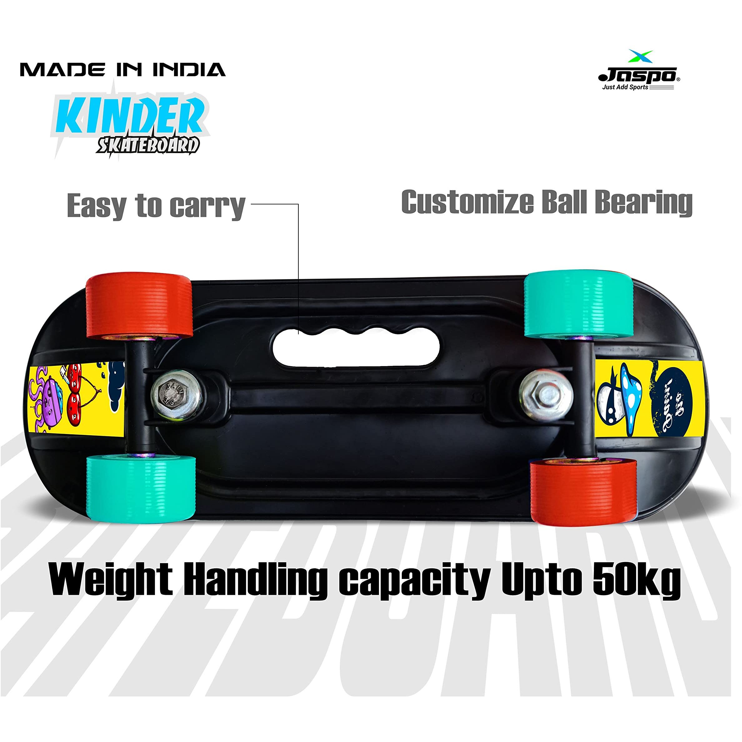 jaspo Fiber Kinder 18 X6  Junior Skateboard For Kids Upto 7 Years Age Suitable For Beginners And Learners Casterboard Skate Board Hoverboard Longboard (Adventure Kids), Multi