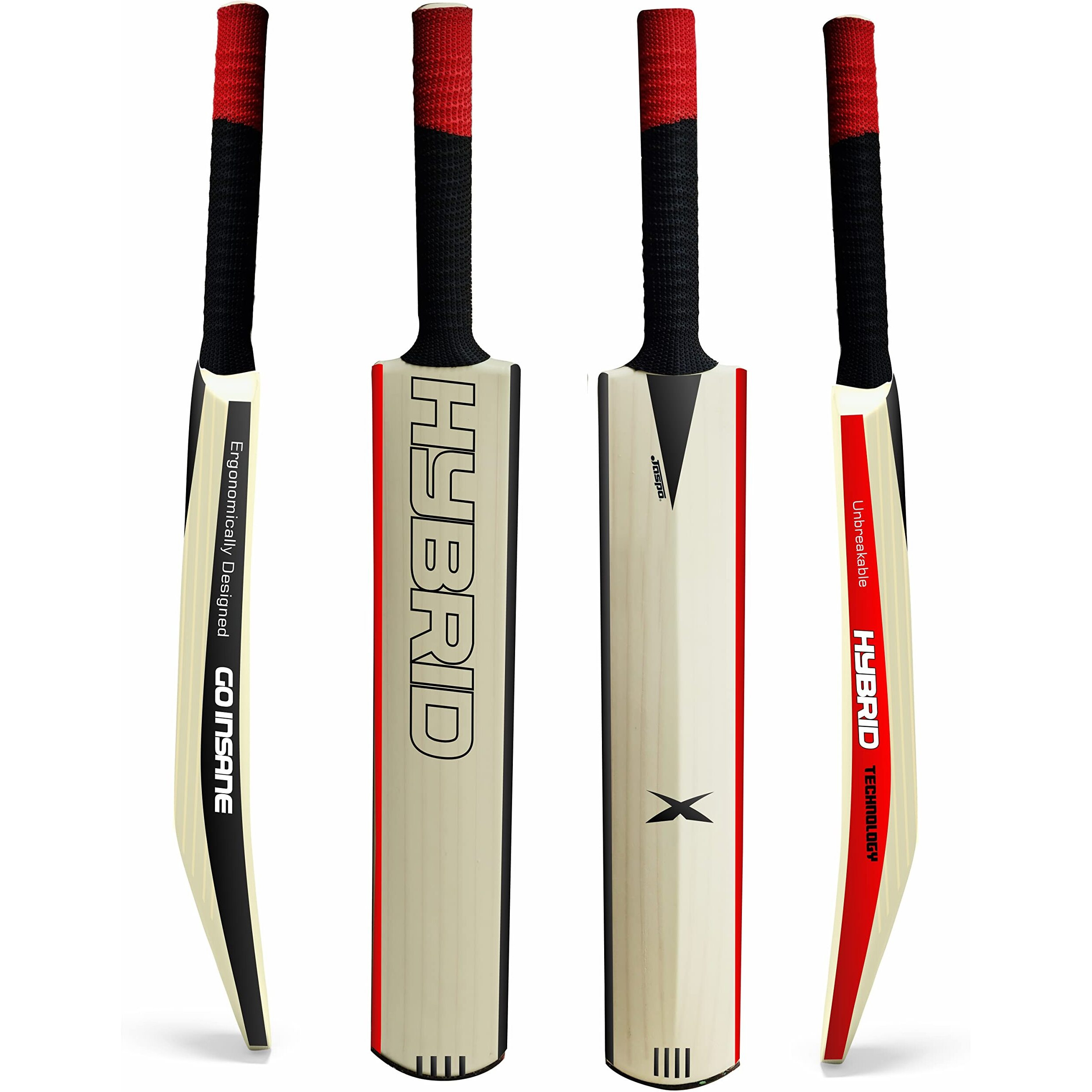 Jaspo Hybrid Plastic Cricket Bat (PU Filled Inside) Composite Hard Plastic Bat Suitable for Soft Cricket Ball Recommended for Kids Junior Senior Boys Girls  Made in India (Full Size (BAT ONLY))