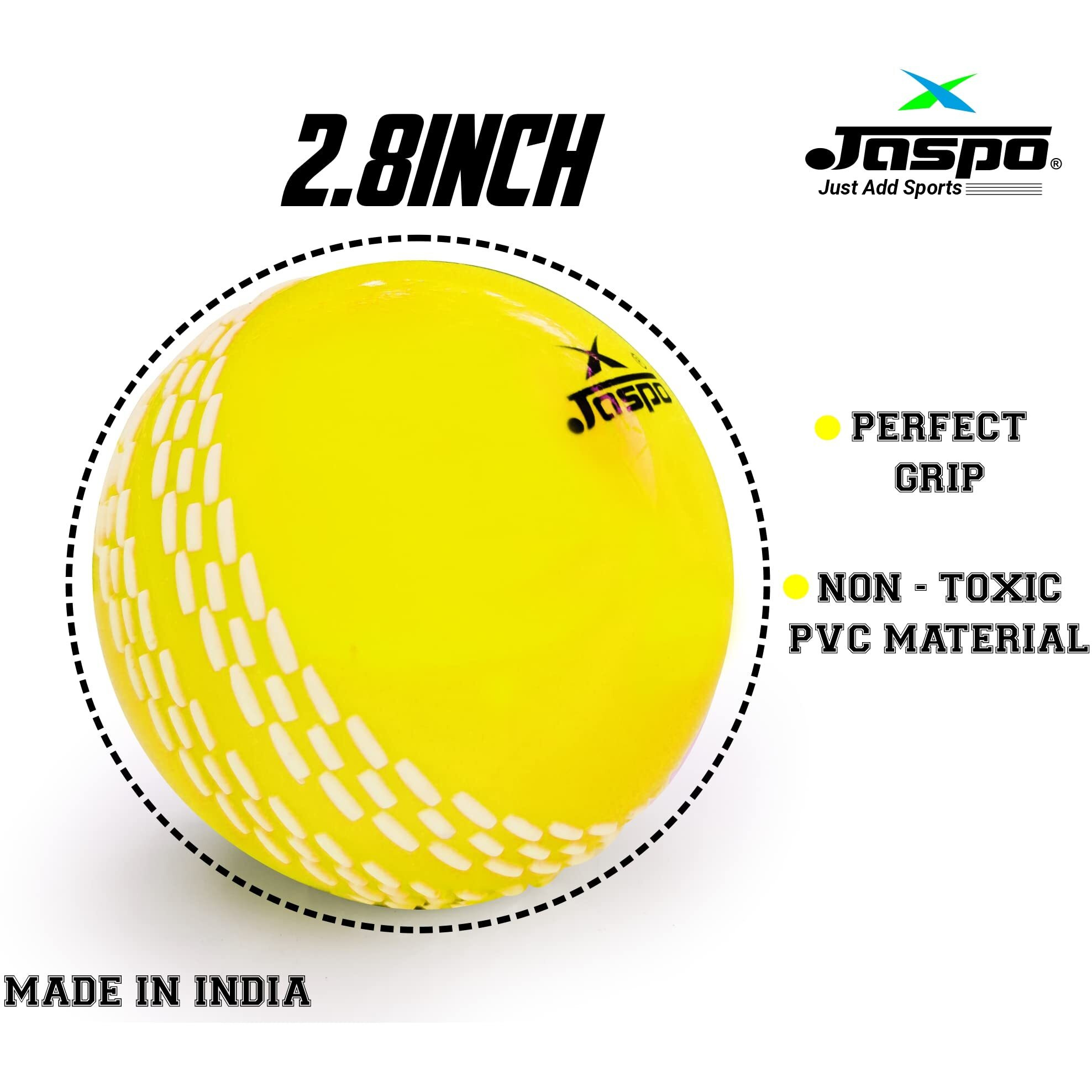 jaspo PVC T-20 Plus Practice Cricket Ball Wind Balls (125-130 Gms) For - Indoor & Outdoor Street & Beach Cricket (Pack Of 2) (Yellow)