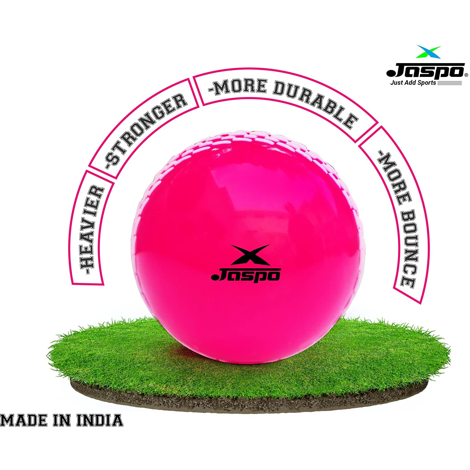 jaspo Synthetic Rubber T-20 Plus Practice Cricket Ball Wind Balls (125-130 Gms) For - Indoor & Outdoor Street & Beach Cricket (Pink)