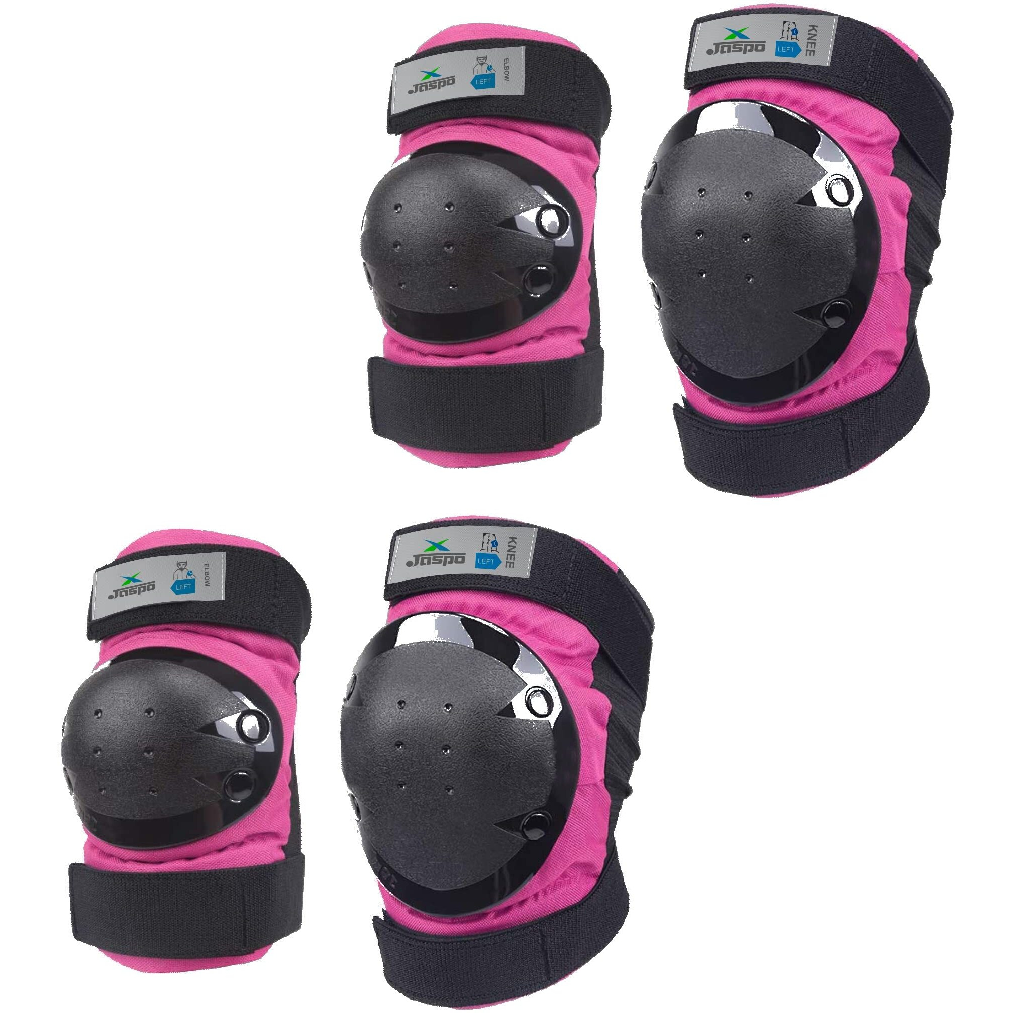 Jaspo Plastron Saver 2 Professional Protective Set (Knee Elbow) Multi Purpose Safety Kit for Skateboarding, Roller Skating, Inline Skating, Cycling and Other Sports (Medium, Pink)