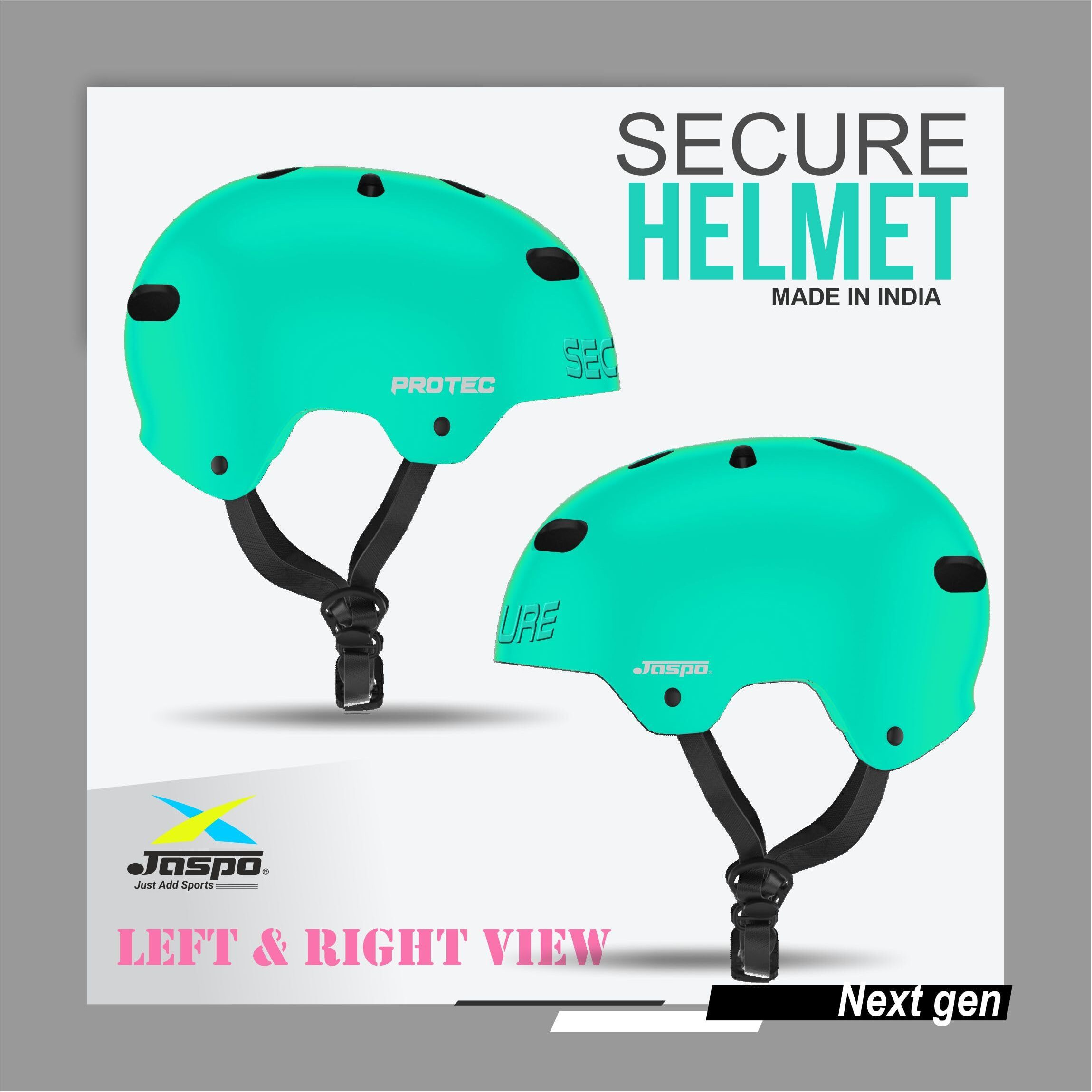 Jaspo Secure Sports Helmet for Cycling, Skating, Skateboarding - for All Age Groups (S, Cyan Matte)
