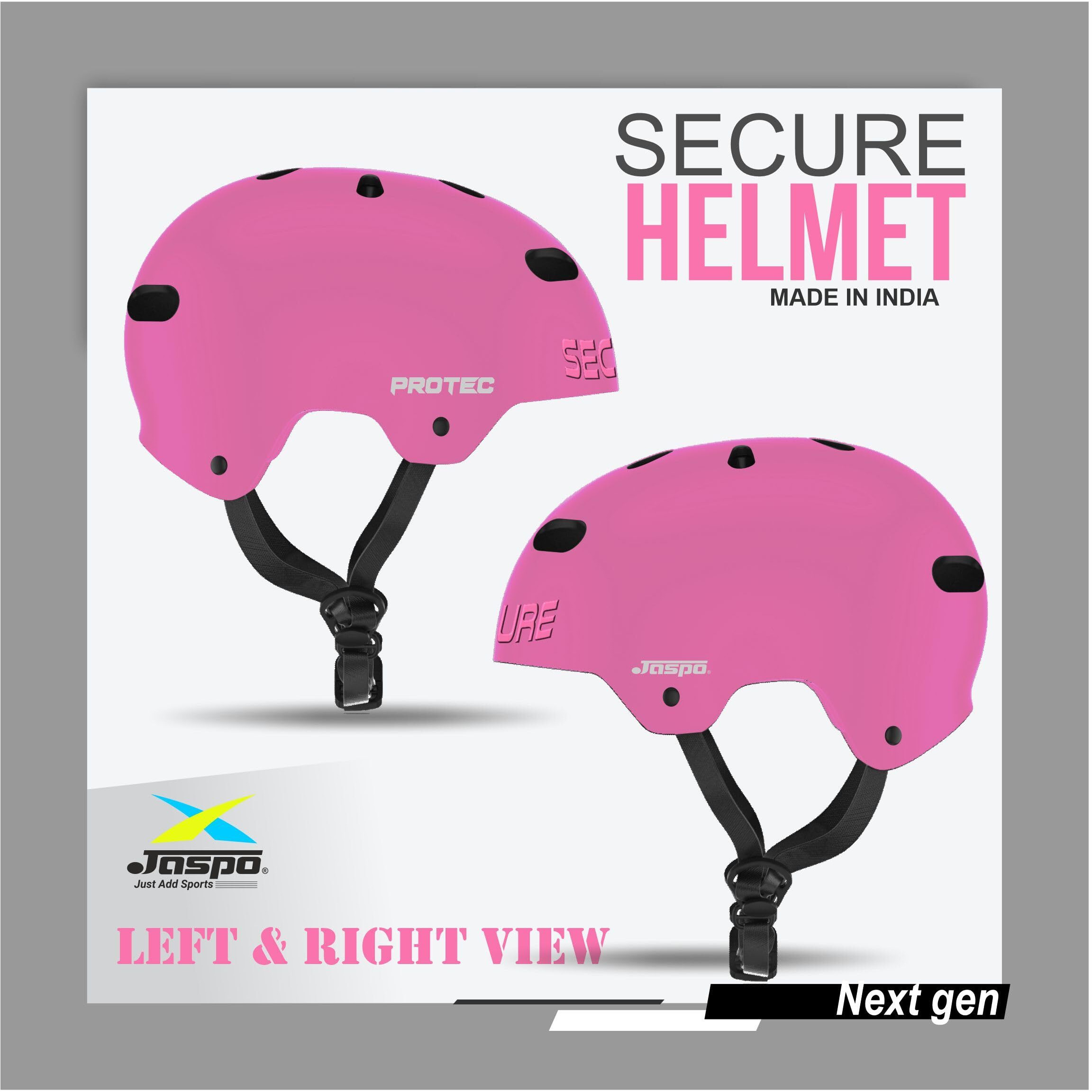 Jaspo Secure Sports Helmet for Cycling, Skating, Skateboarding - for All Age Groups (S, Pink Matte)