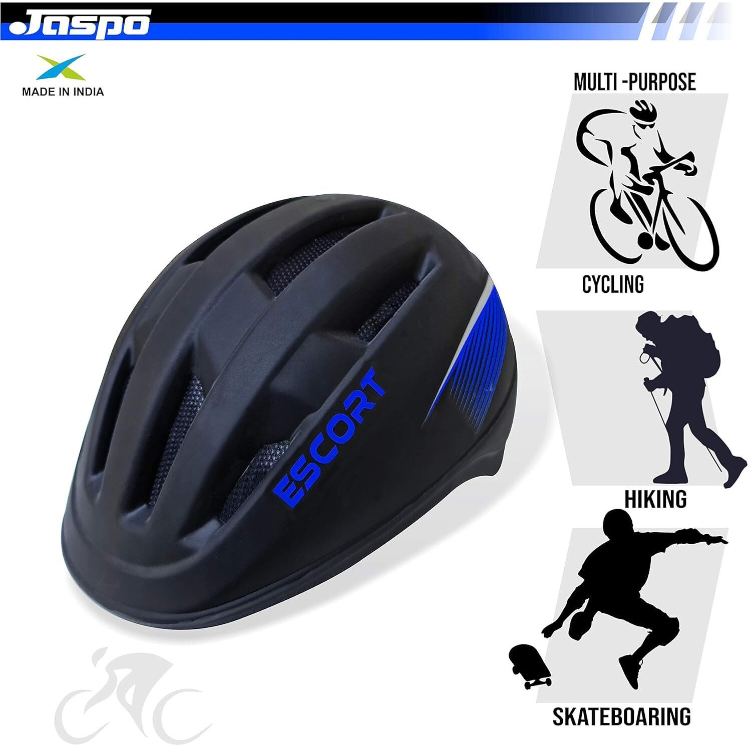 jaspo Multi Utility Sports Helmet for Cycling, Skating, Skateboarding (Navy Blue, Large)